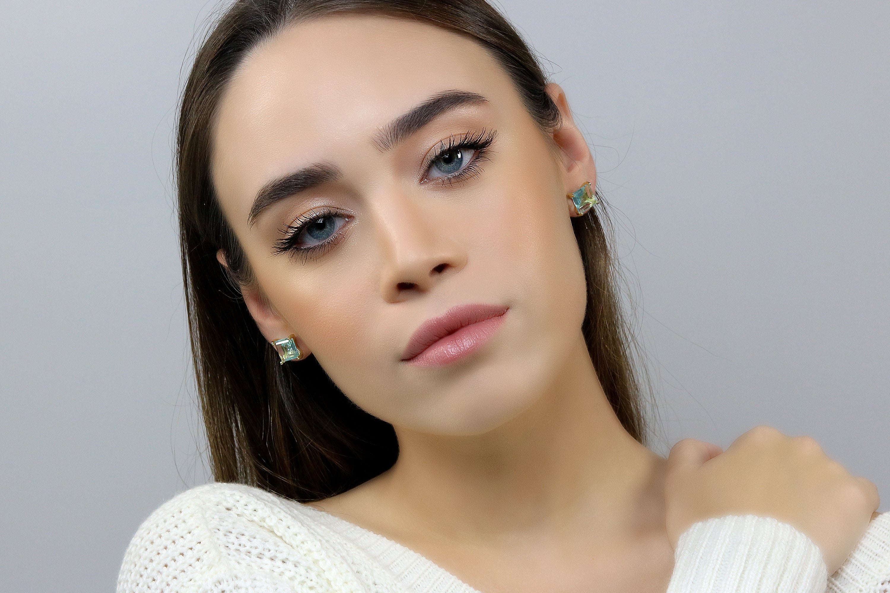 Delicate Blue Topaz Silver Earrings in Studs Earrings Anemone Unique