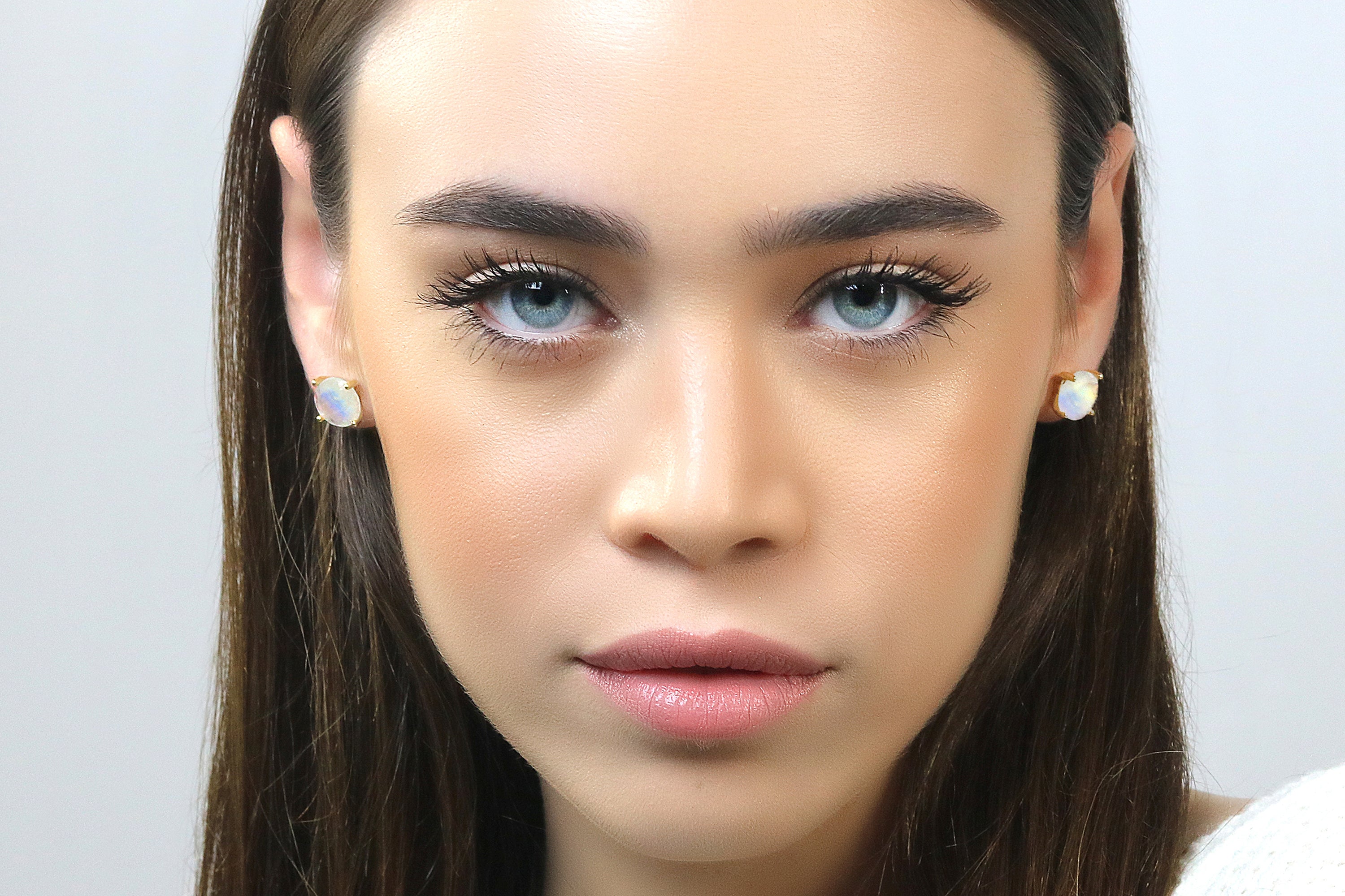 Classic Round Stud Moonstone Gold Earrings Earrings Anemone Unique