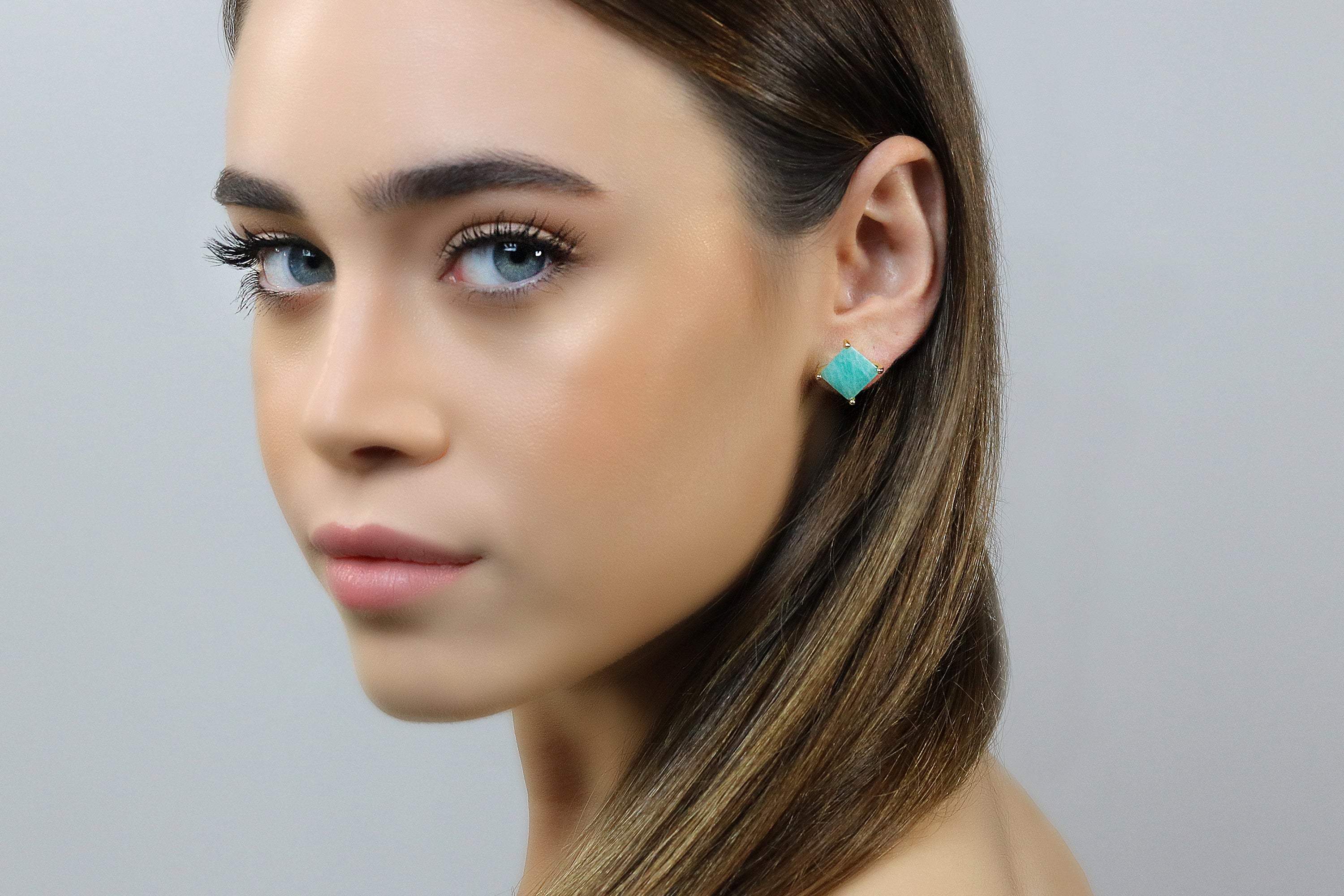 Amazing Amazonite Earrings in Gold Earrings Anemone Unique