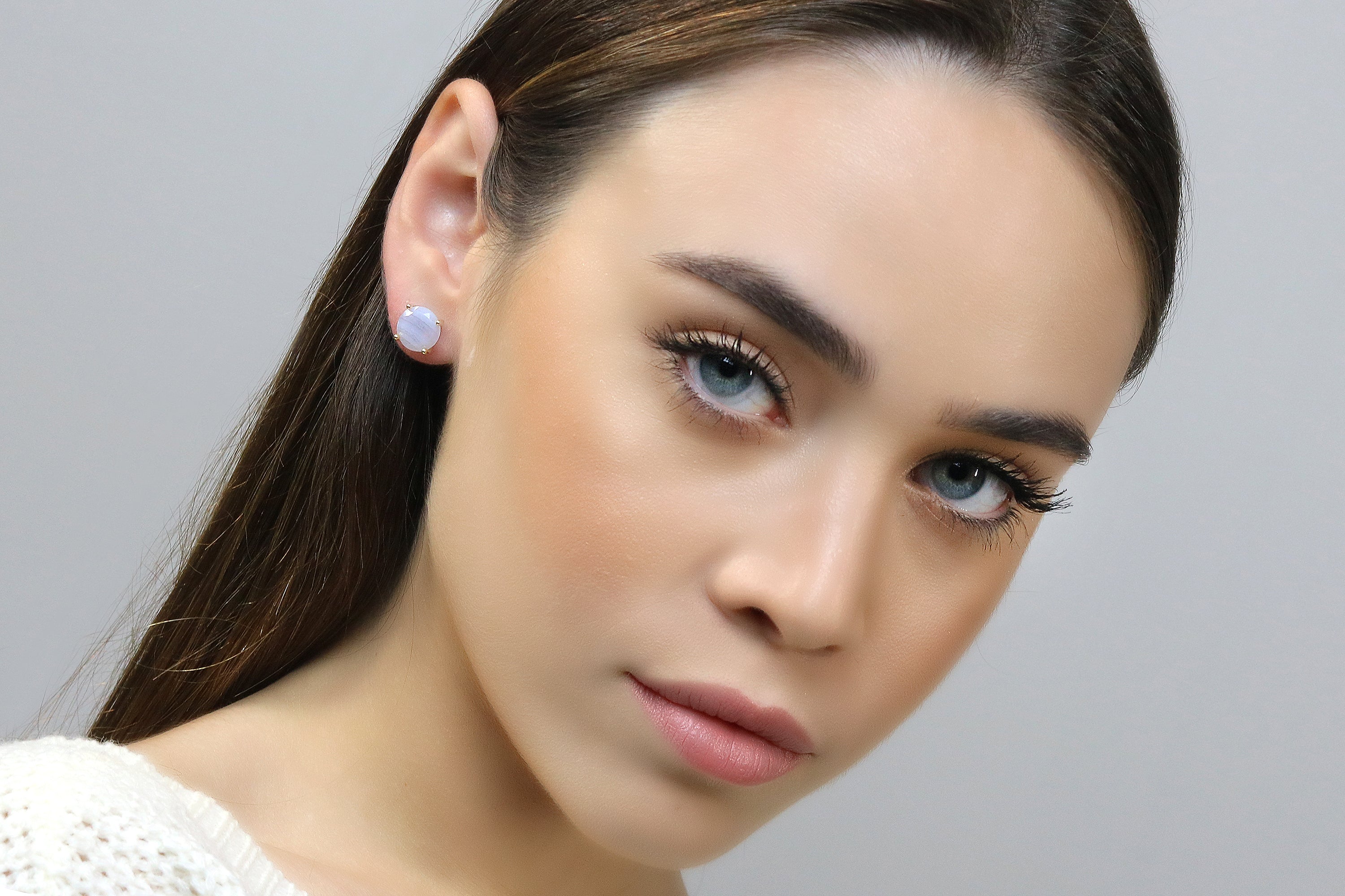 Charming Lace Agate Sterling Silver Earrings Earrings Anemone Unique