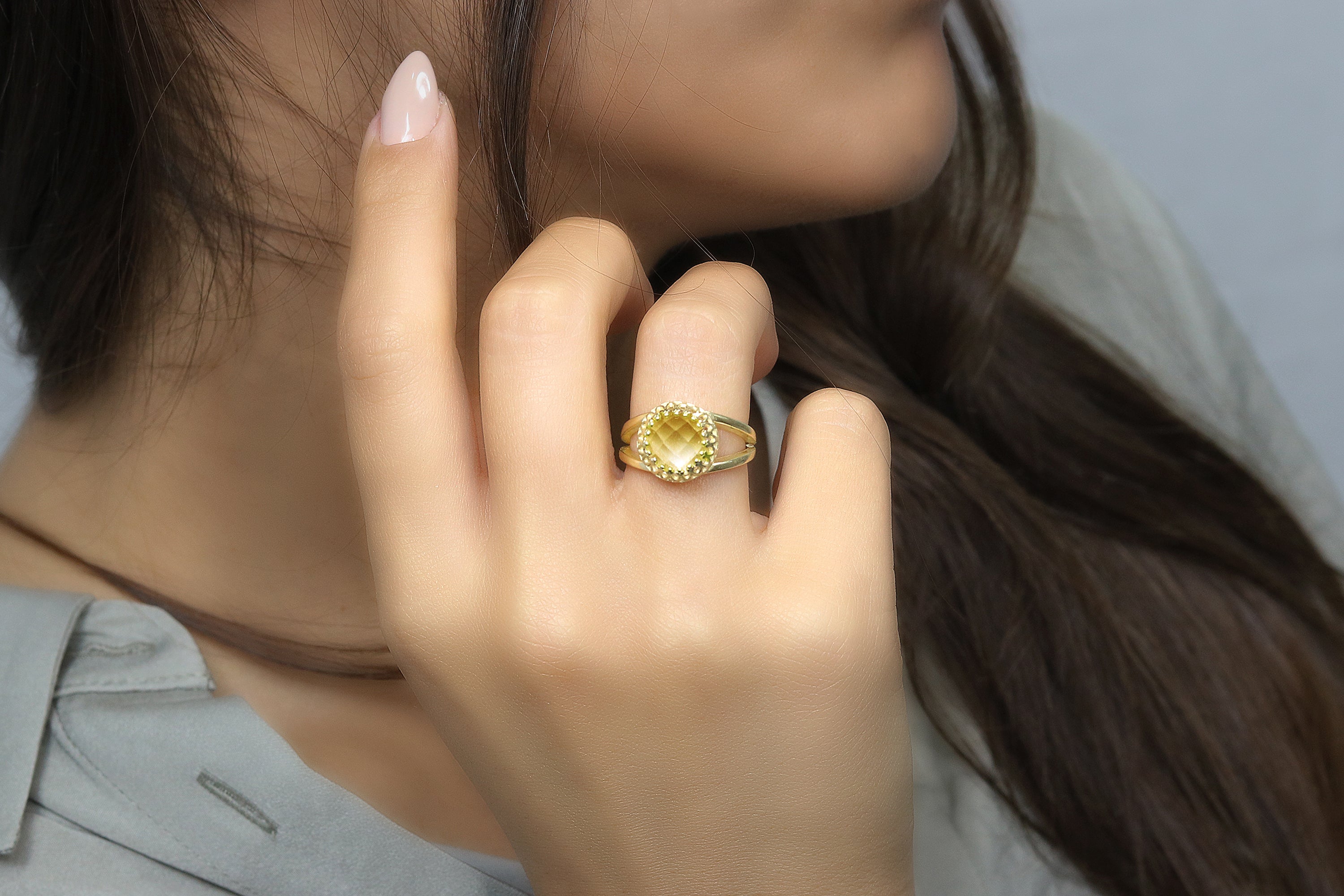 Lemon Quartz in 14K Gold-filled Band Rings Anemone Jewelry