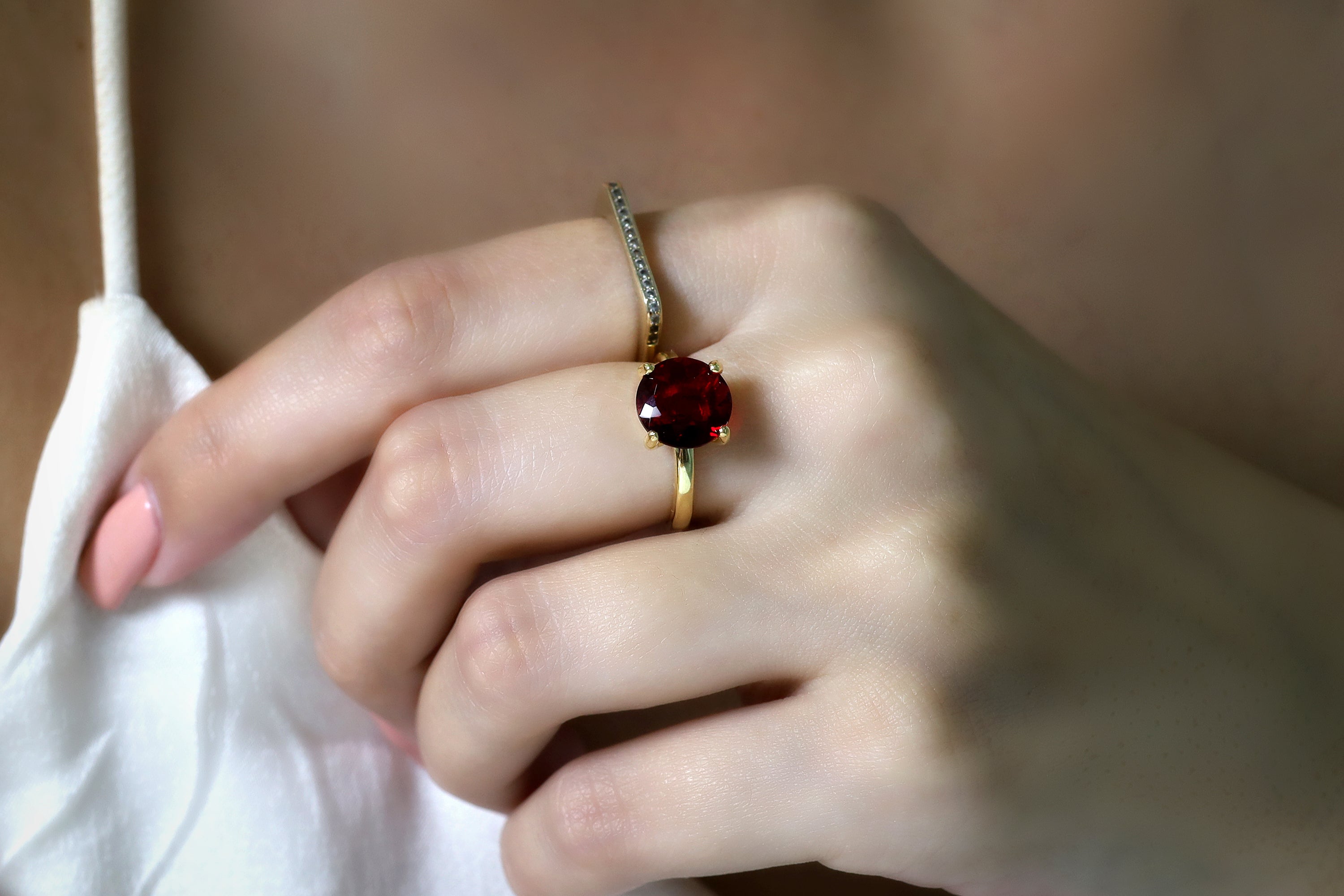 Stunning Garnet Ring in 14k Rose Gold Rings Anemone Unique