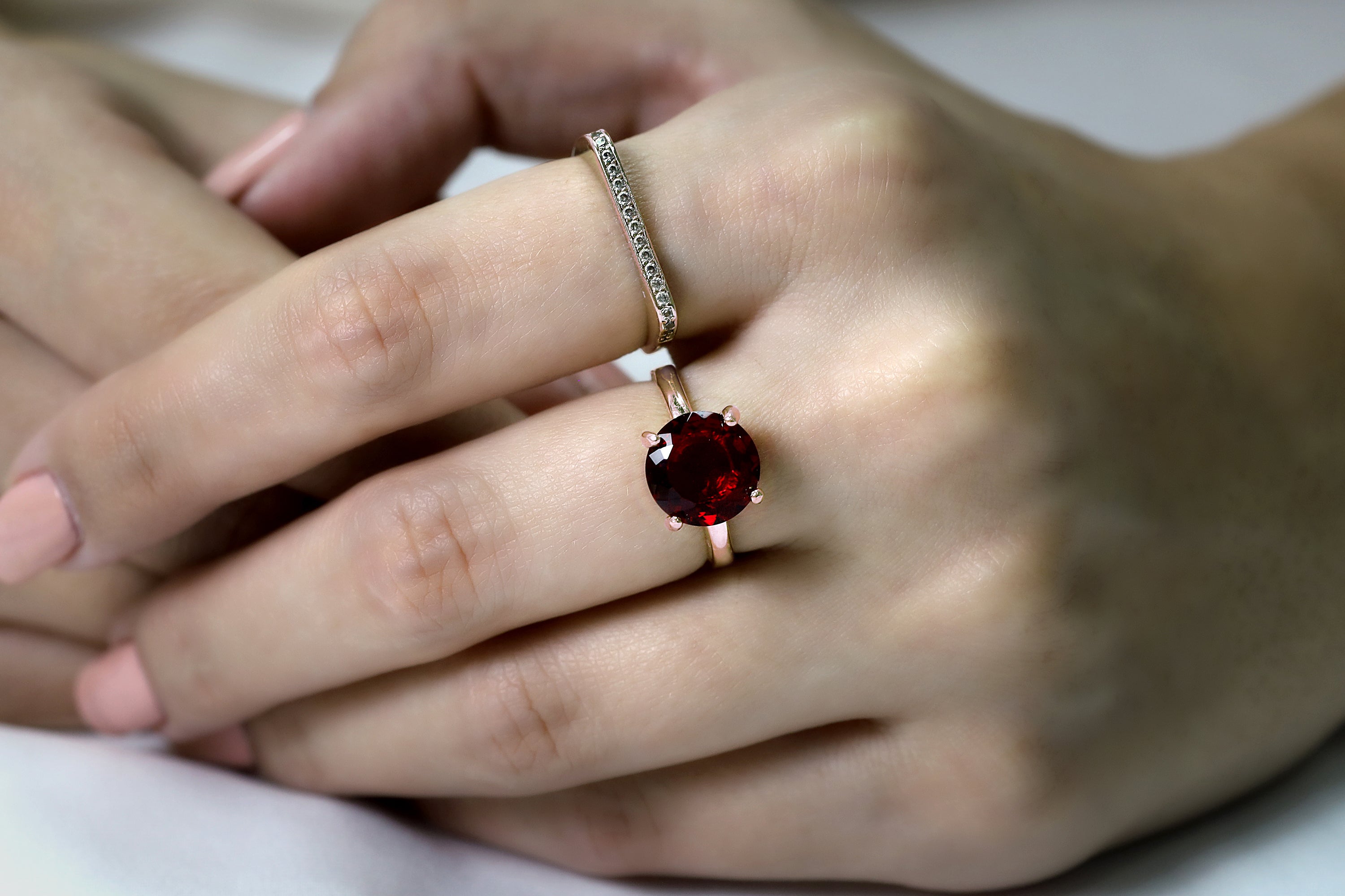 Elegant Gold Filled Garnet Ring Rings Anemone Unique