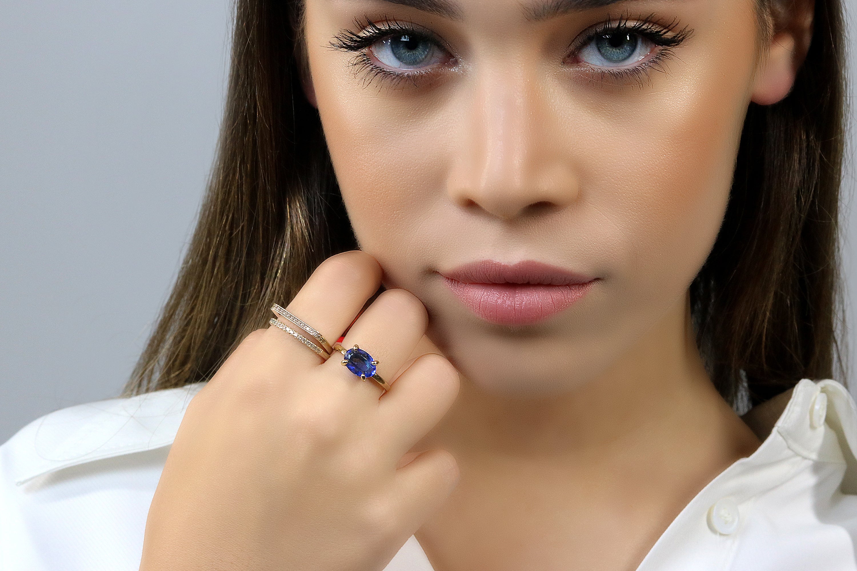 Stackable Dainty Sapphire Ring in Gold Rings Anemone Unique