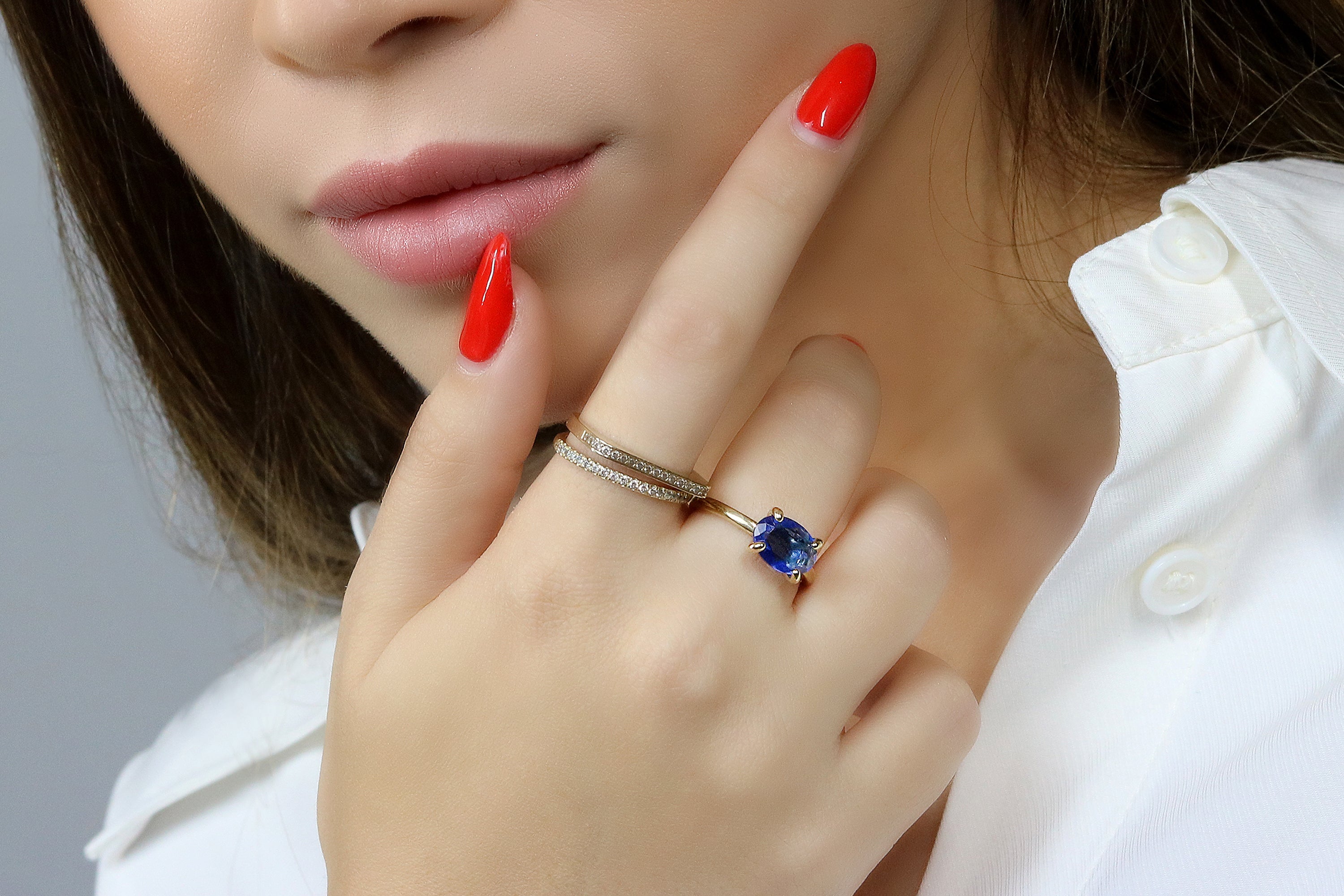 Stackable Dainty Sapphire Ring in Gold Rings Anemone Unique