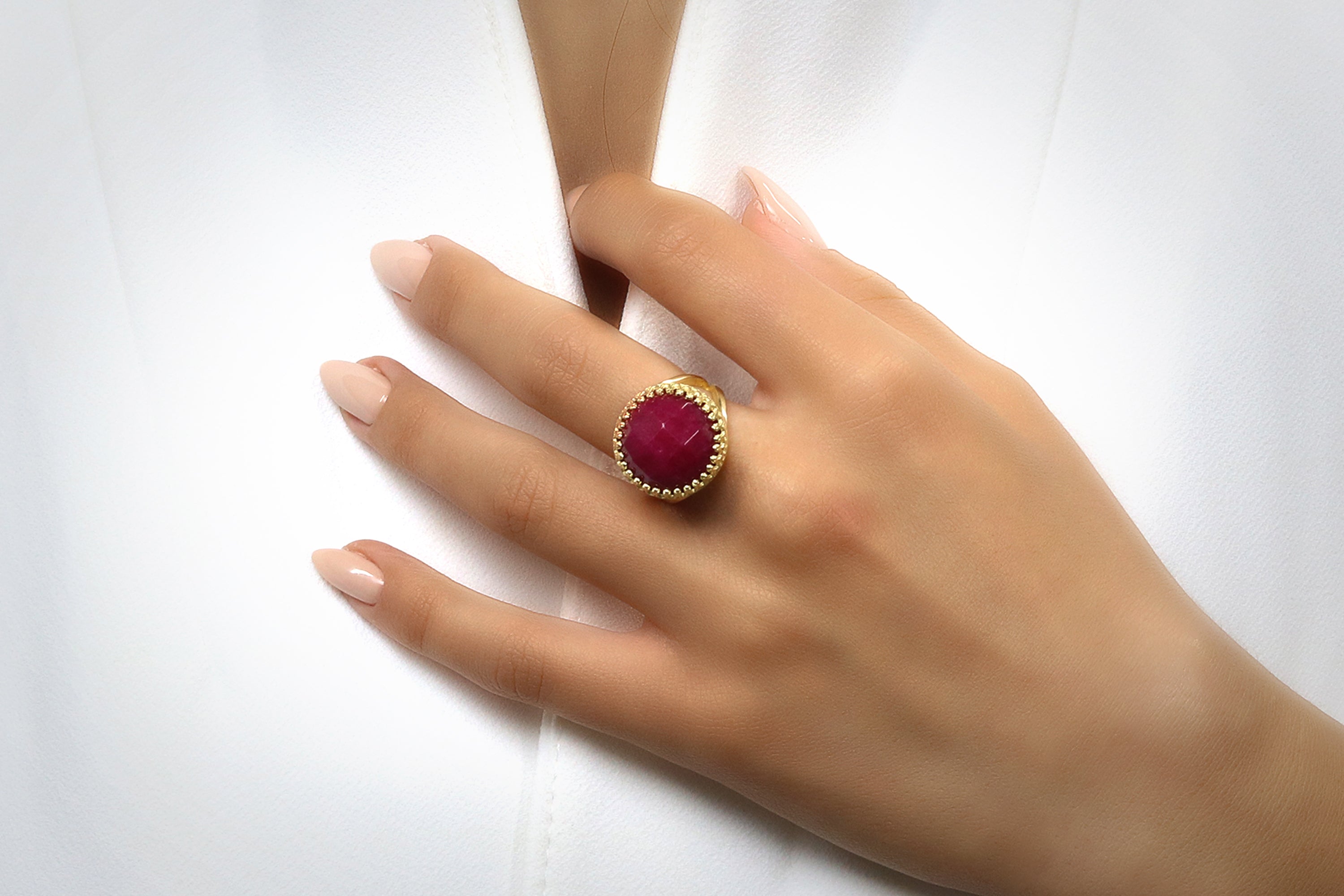 Red Jade Gemstone Ring in Sterling Silver Rings Anemone Jewelry