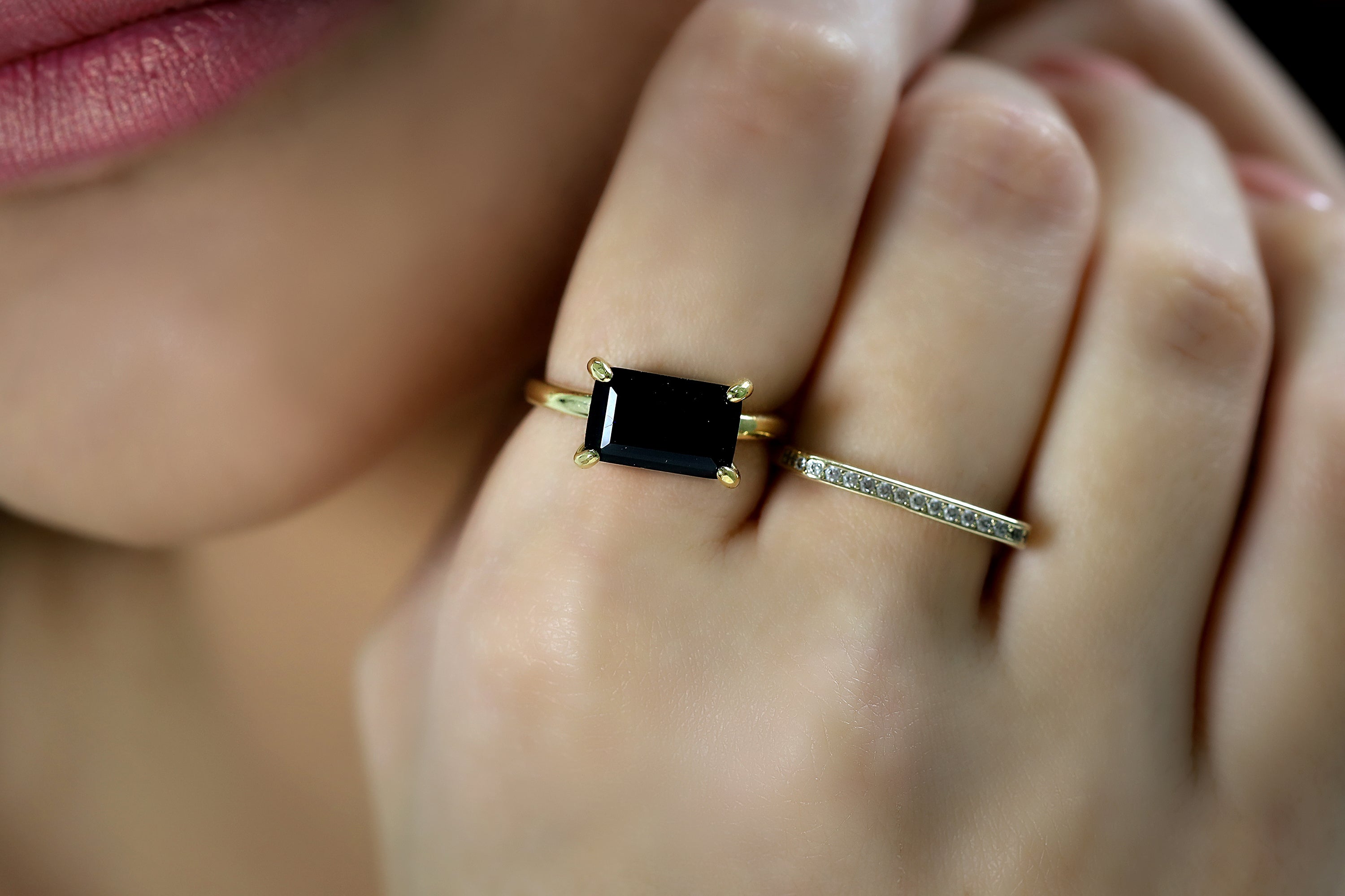 Sterling Silver Black Onyx Ring Rings Anemone Unique