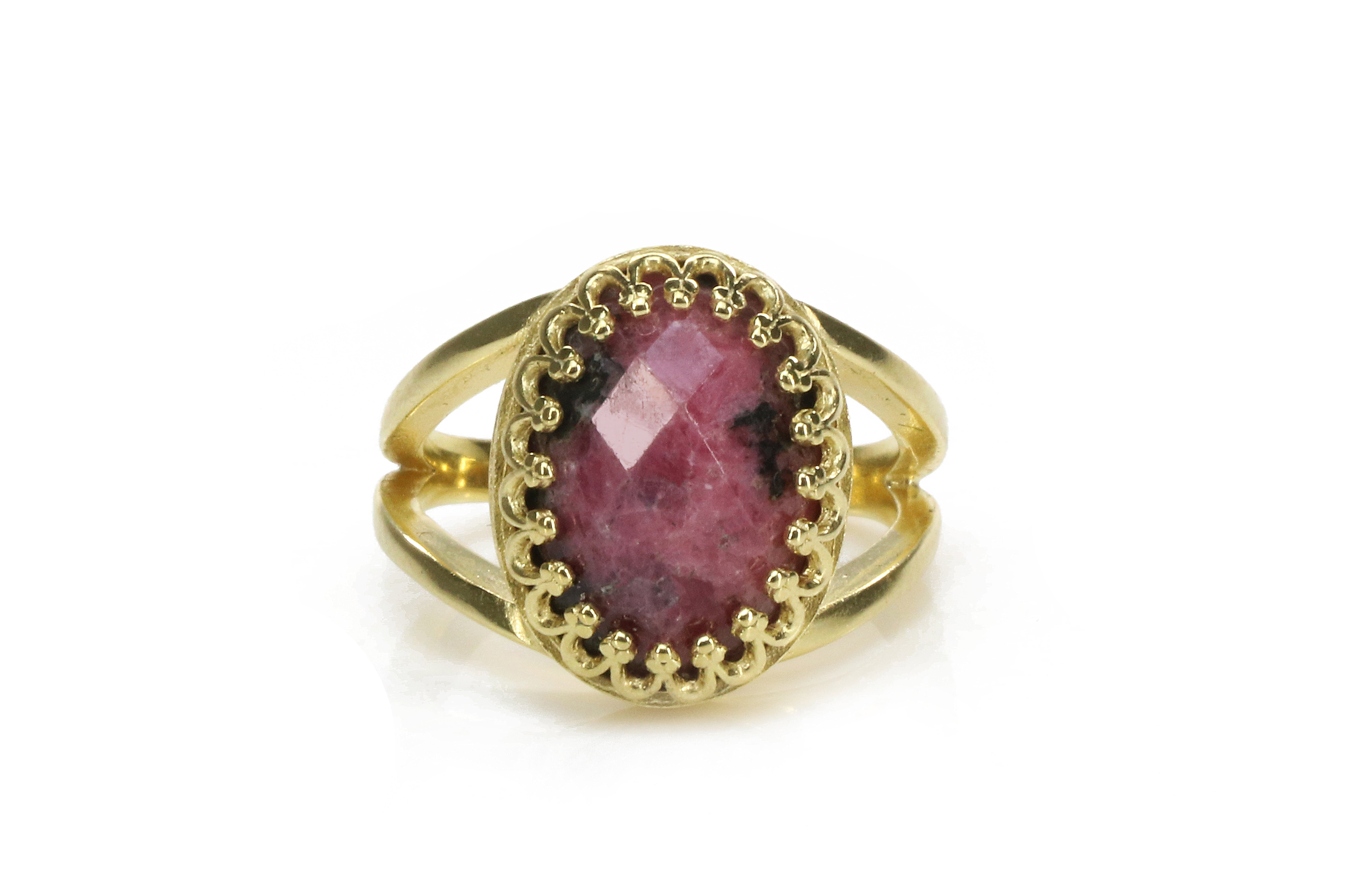 Bold Red Rhodonite Ring in 14k Gold-filled Ring Band Rings Anemone Jewelry