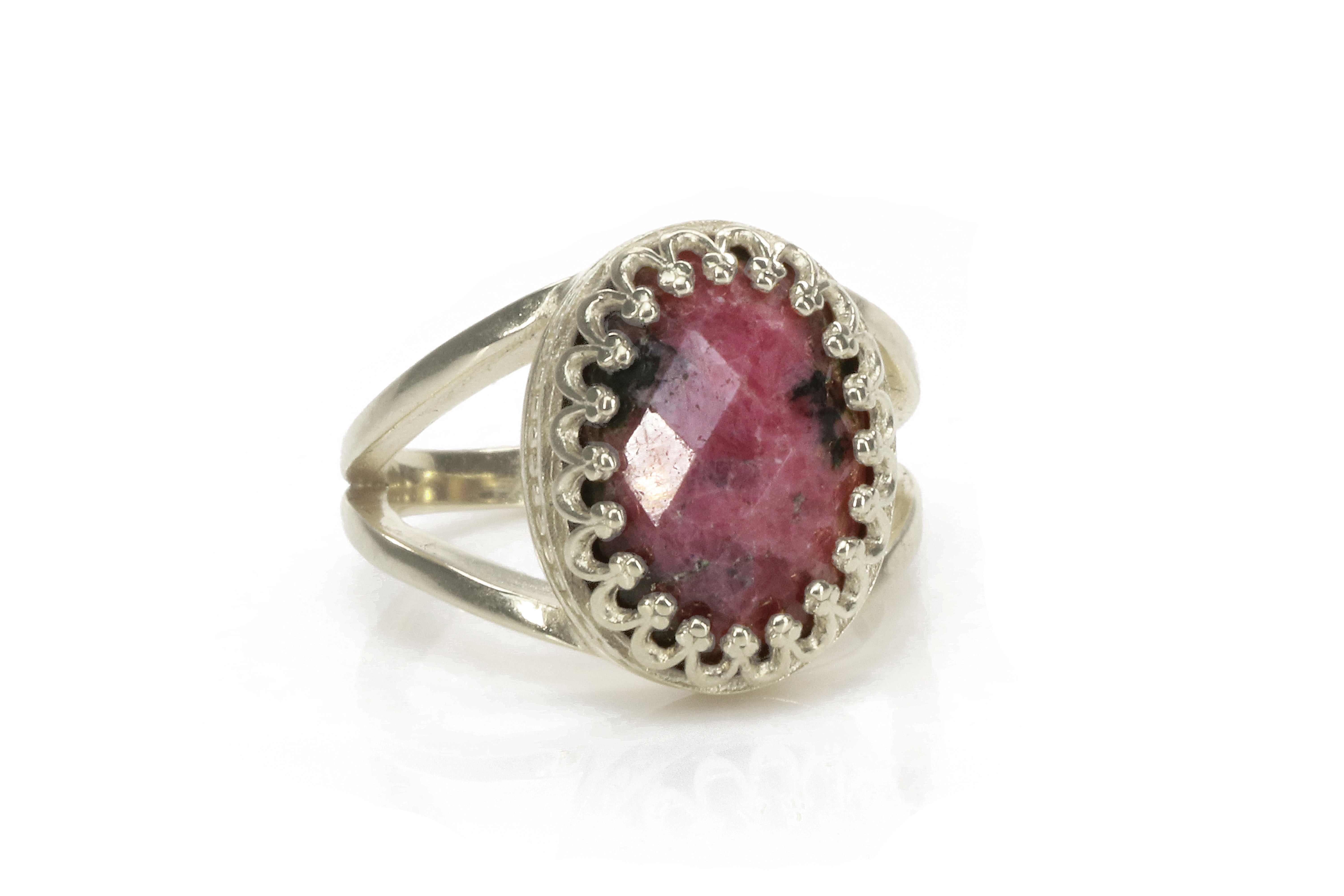 Pink Rhodonite in 925 Sterling Silver Rings Anemone Jewelry