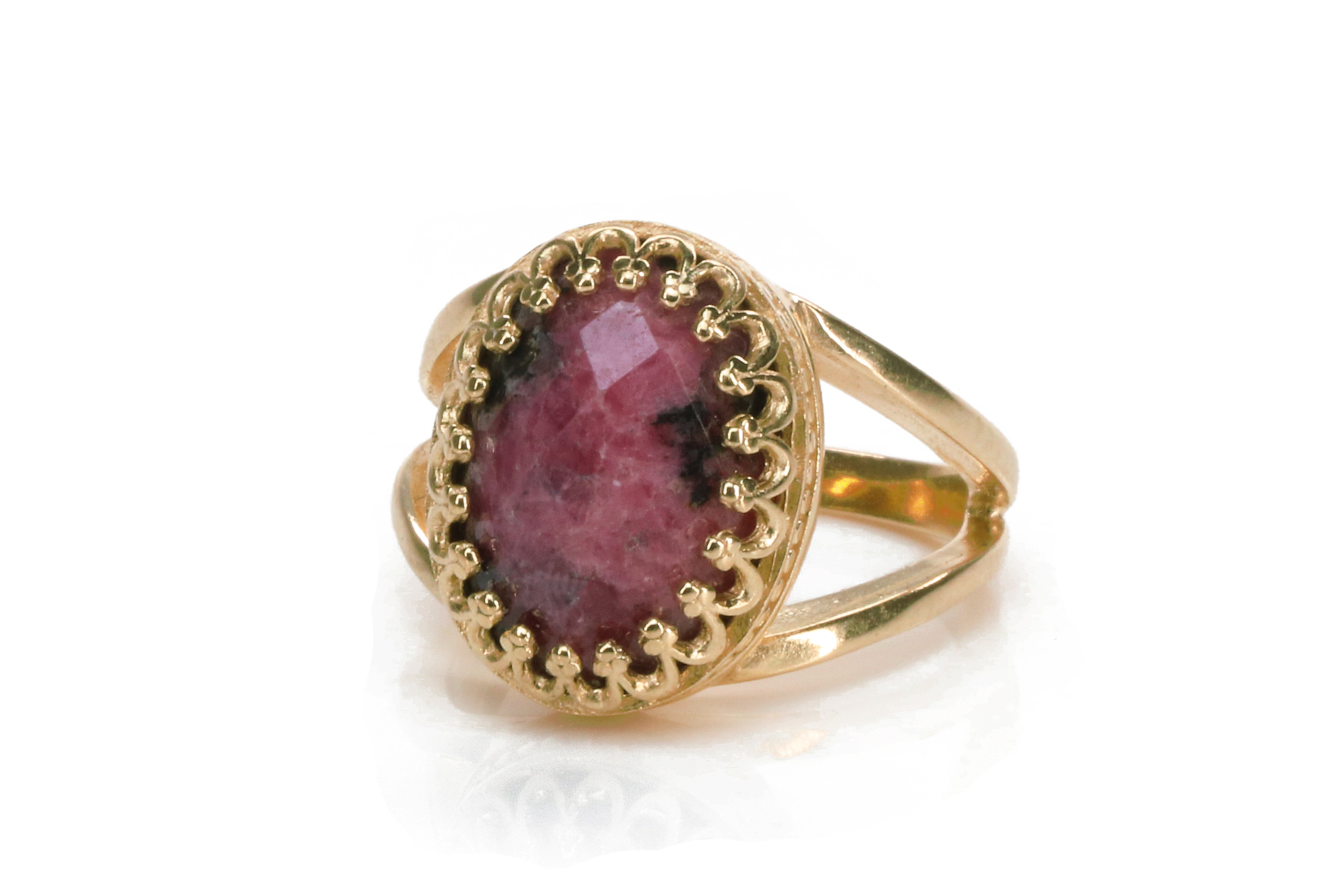 Bold Red Rhodonite Ring in 14k Gold-filled Ring Band Rings Anemone Jewelry