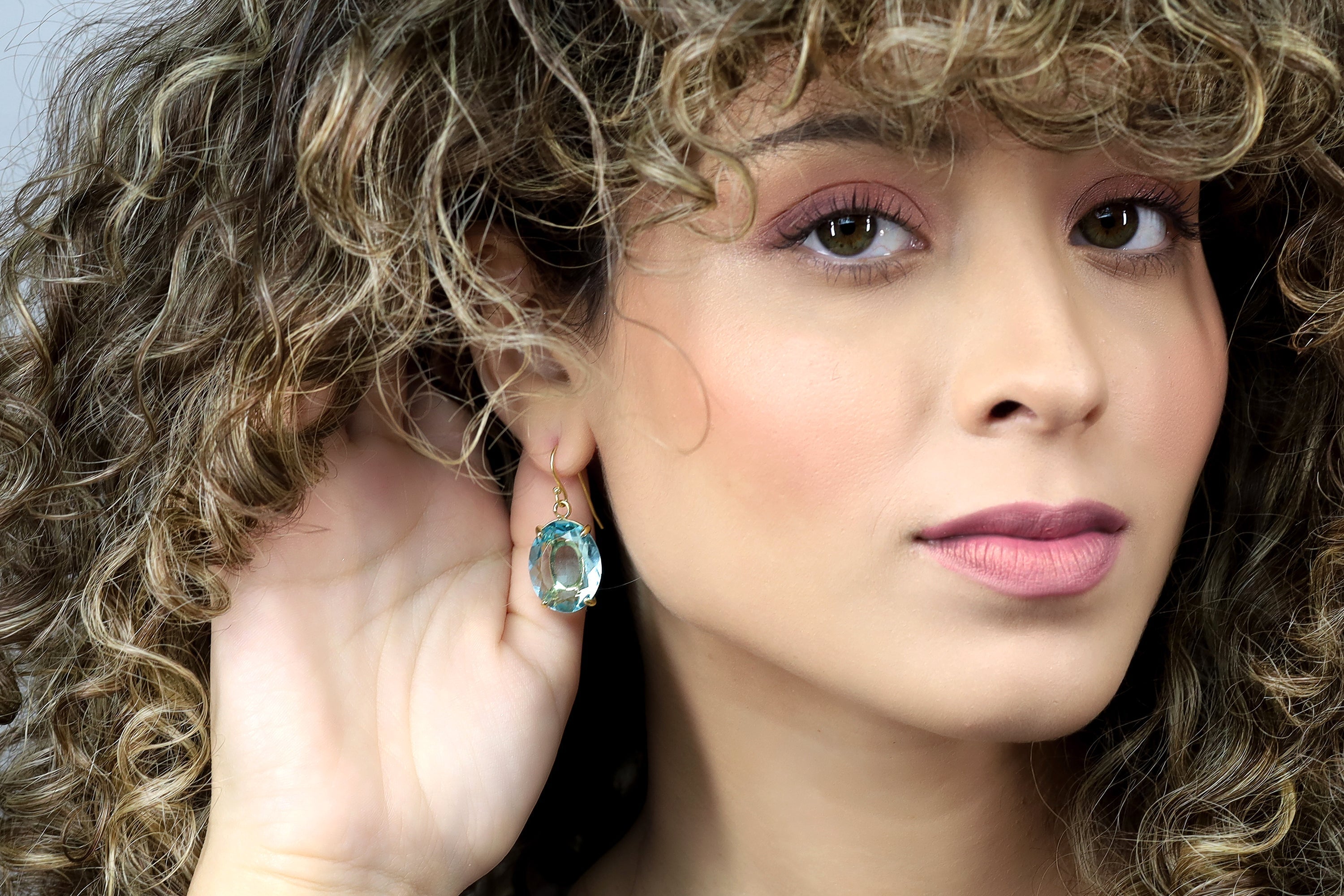 Blue Topaz Gold Filled Oval Gemstone Earrings Earrings Anemone Jewelry