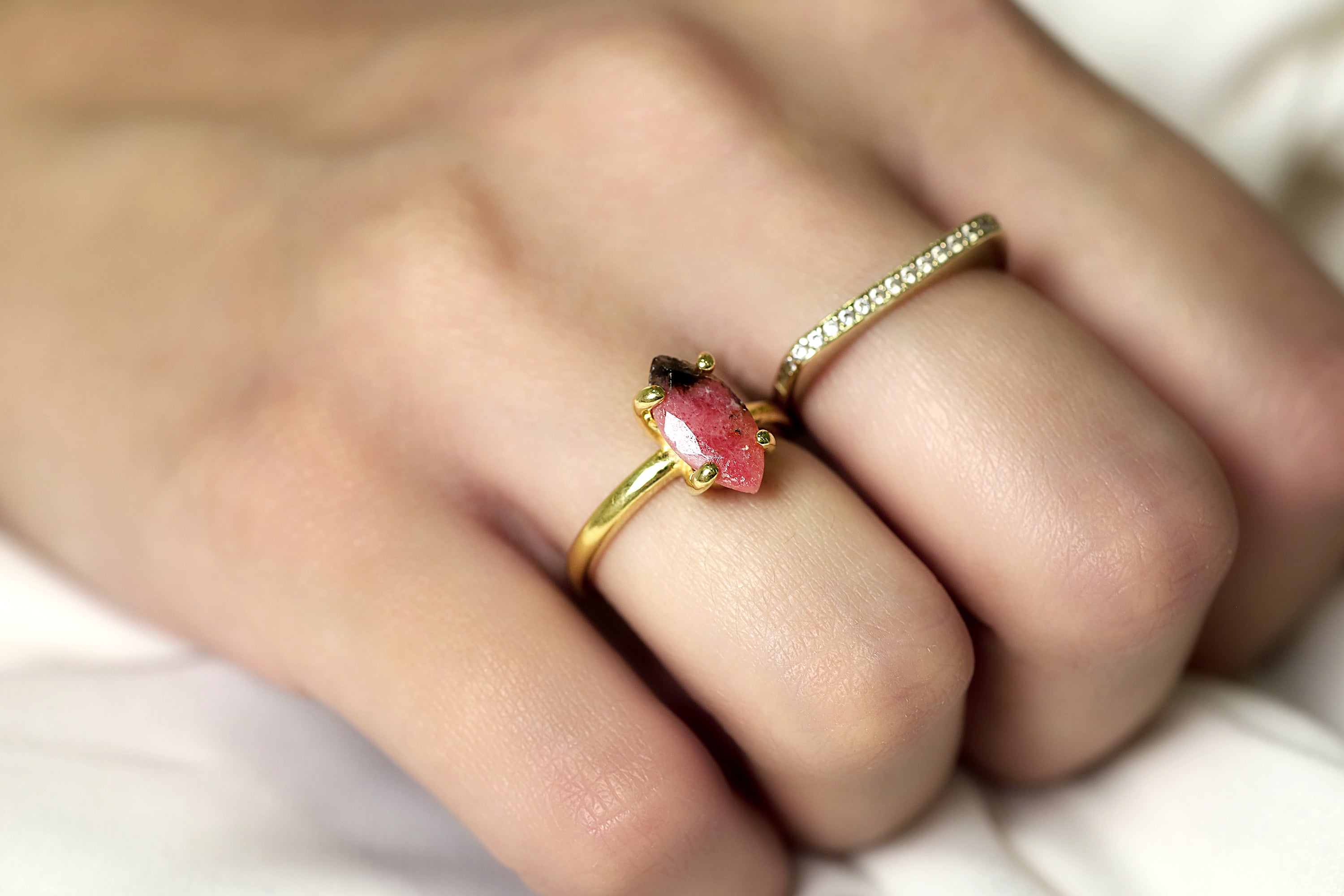 Dainty Rose Gold Rhodonite Ring Rings Anemone Unique