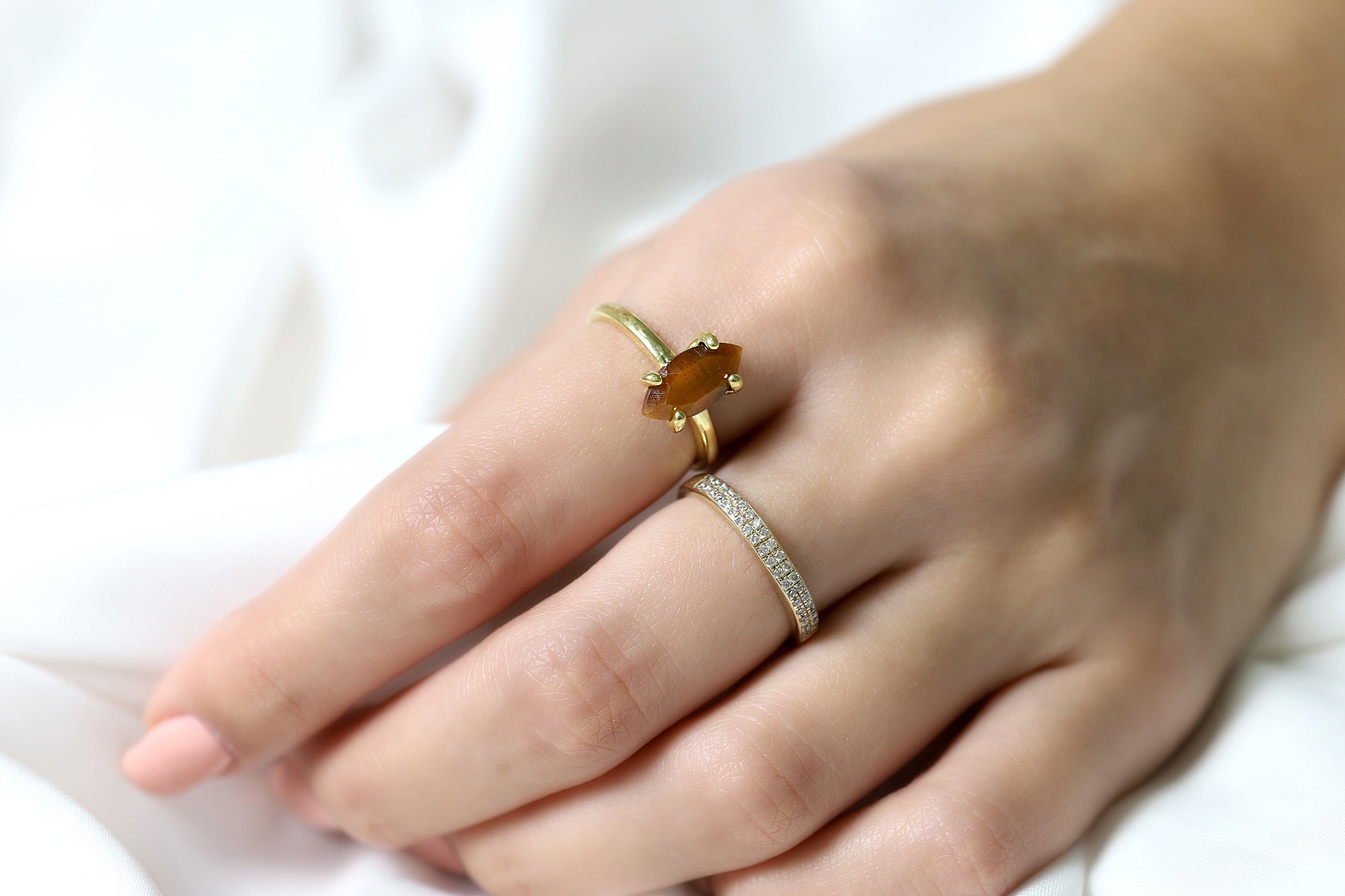 Marquise Tigers Eye Gold Ring Rings Anemone Unique
