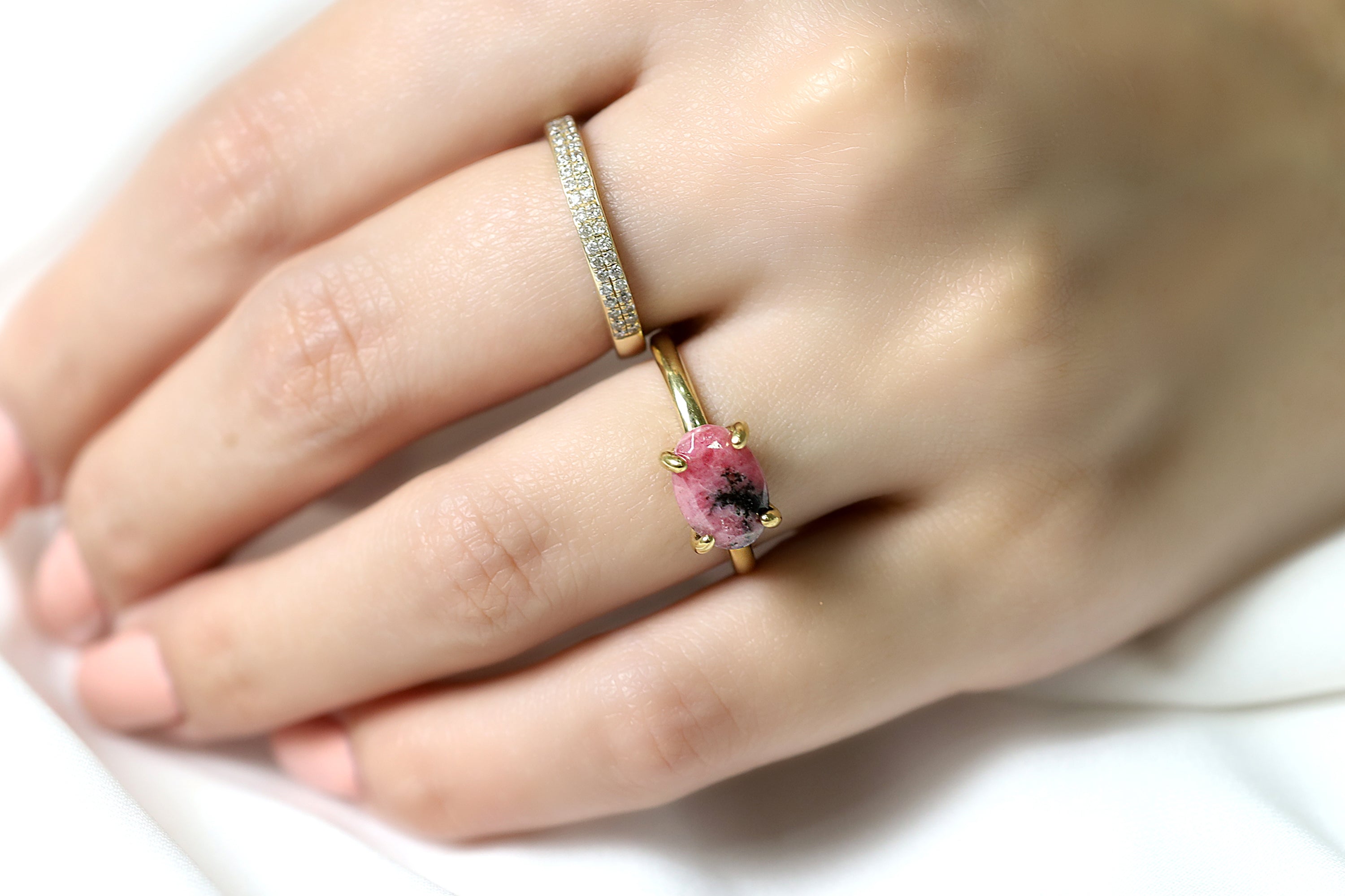 Stackable Rhodonite Ring in 18k Gold Rings Anemone Unique