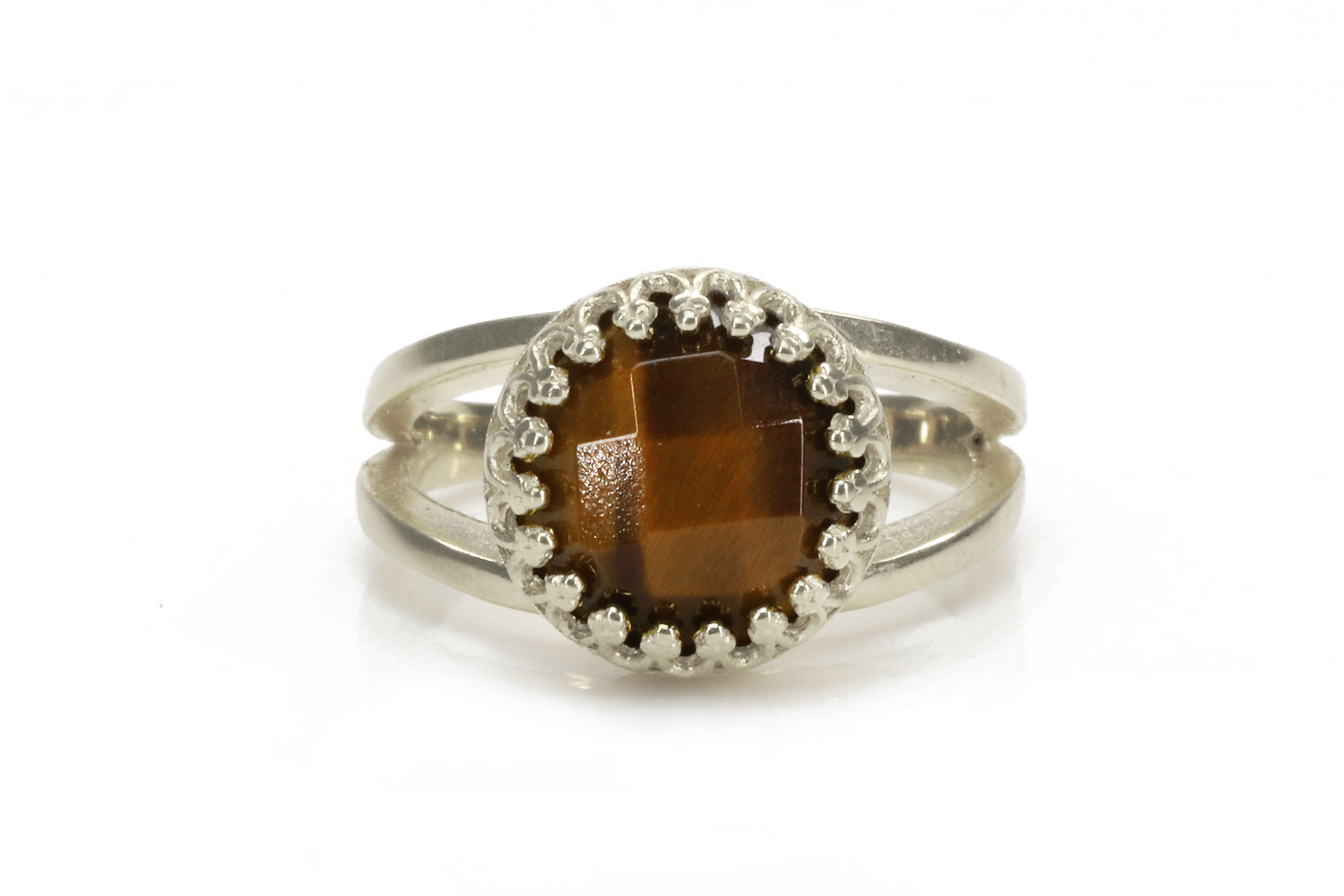 925 Sterling Silver Solitaire Tiger Eye Ring Rings Anemone Jewelry