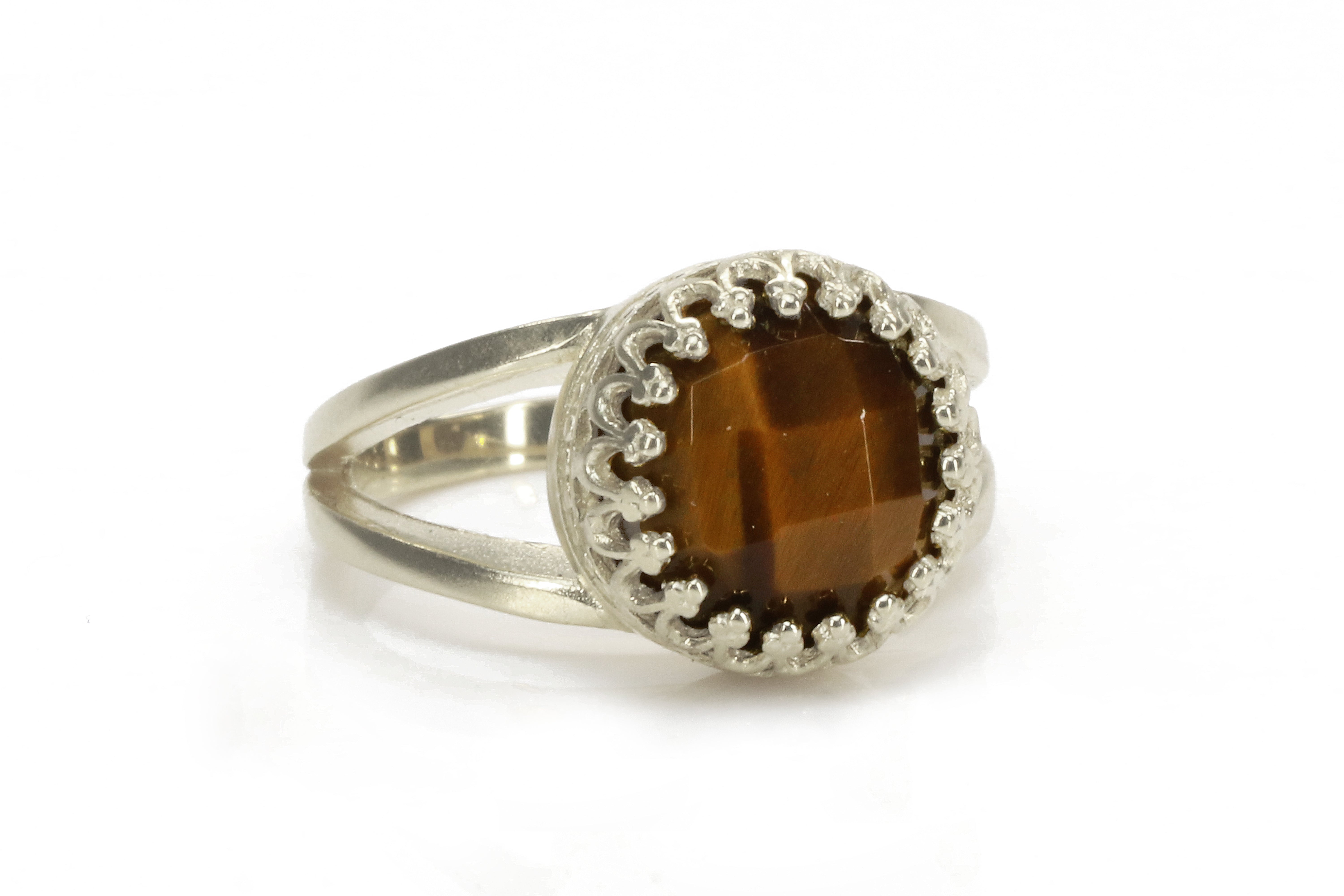 925 Sterling Silver Solitaire Tiger Eye Ring Rings Anemone Jewelry