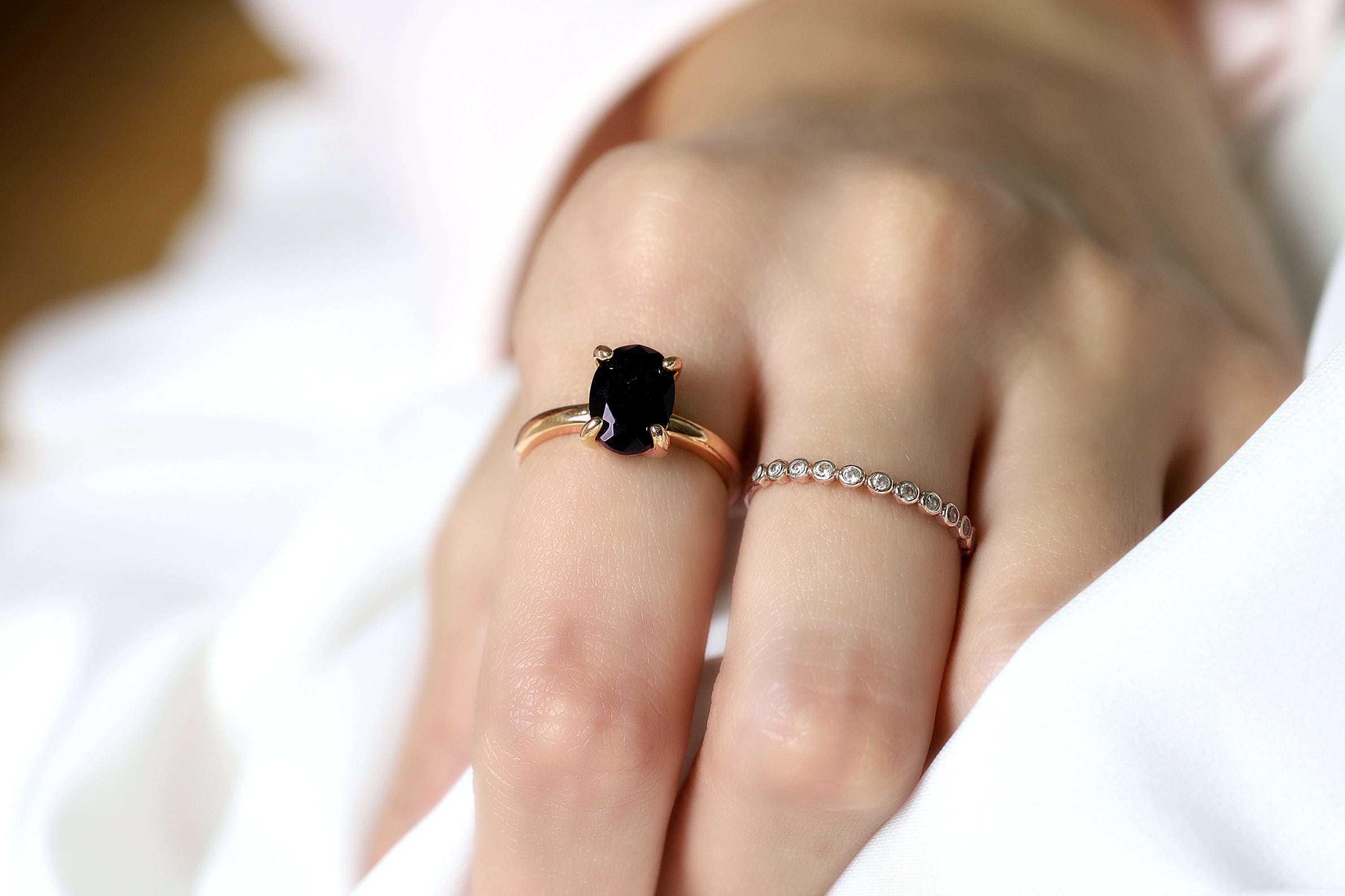 Rose Gold Black Onyx Solitaire Ring Rings Anemone Unique