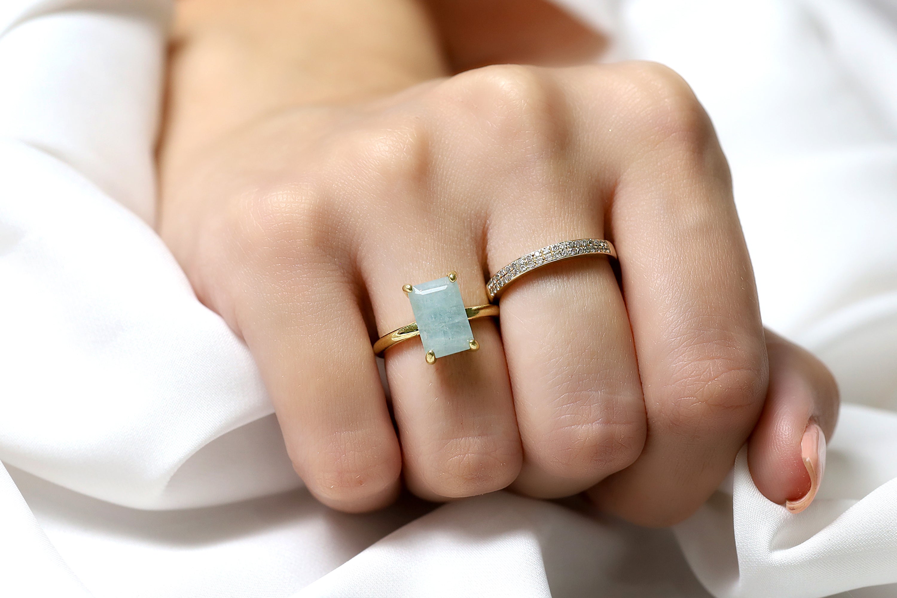 Lovely Aquamarine Cocktail Gold Ring Rings Anemone Unique