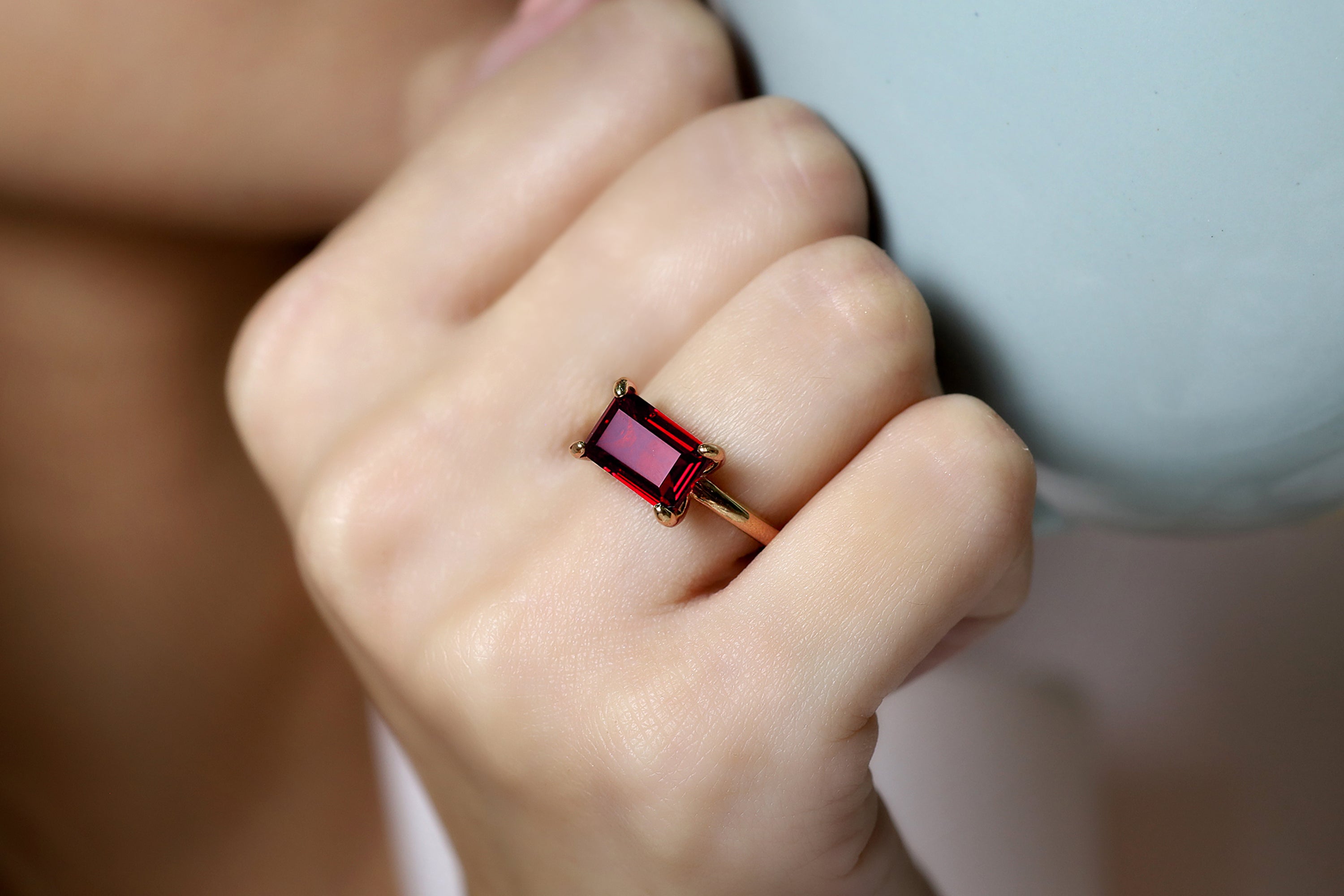 Stunning Silver Garnet Rectangle Ring Rings Anemone Unique