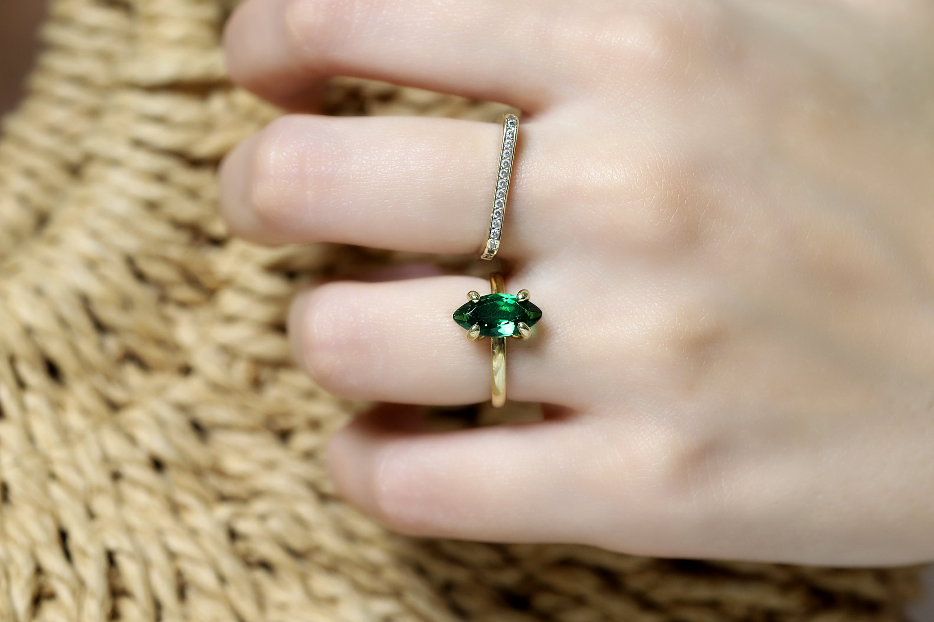 Timeless Emerald Birthstone Ring in Rose Gold Rings Anemone Unique