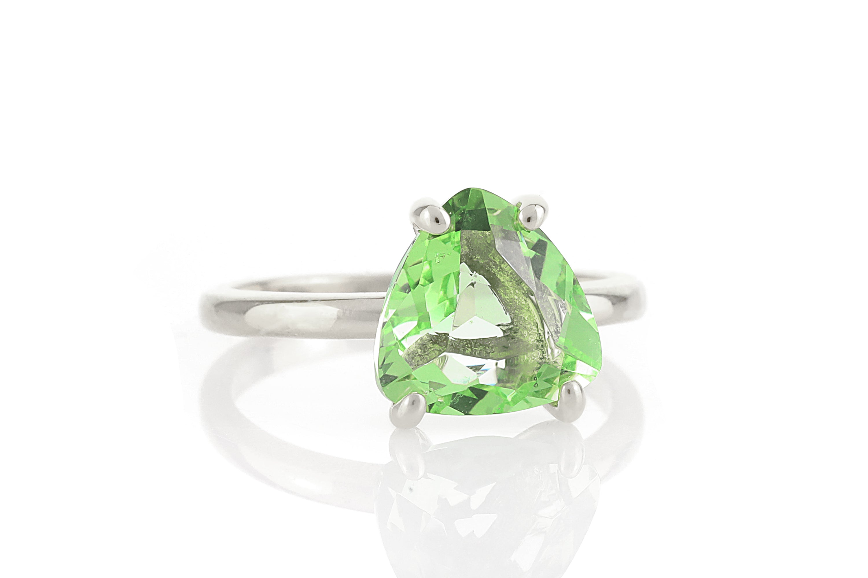 Green Tourmaline Trillion Gemstone Gold Ring Rings Anemone Unique