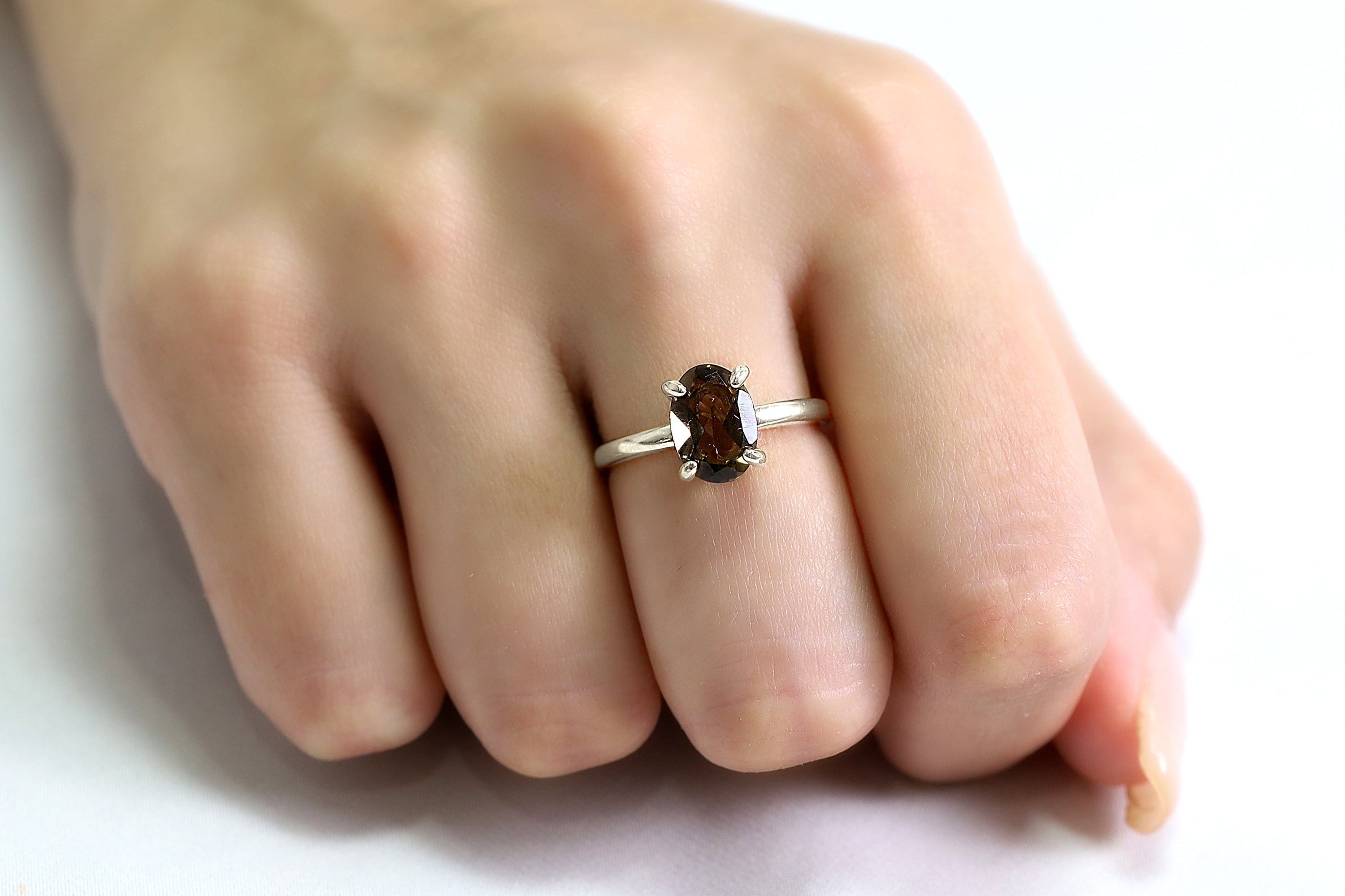Smoky Quartz Prong Ring in Gold Rings Anemone Unique