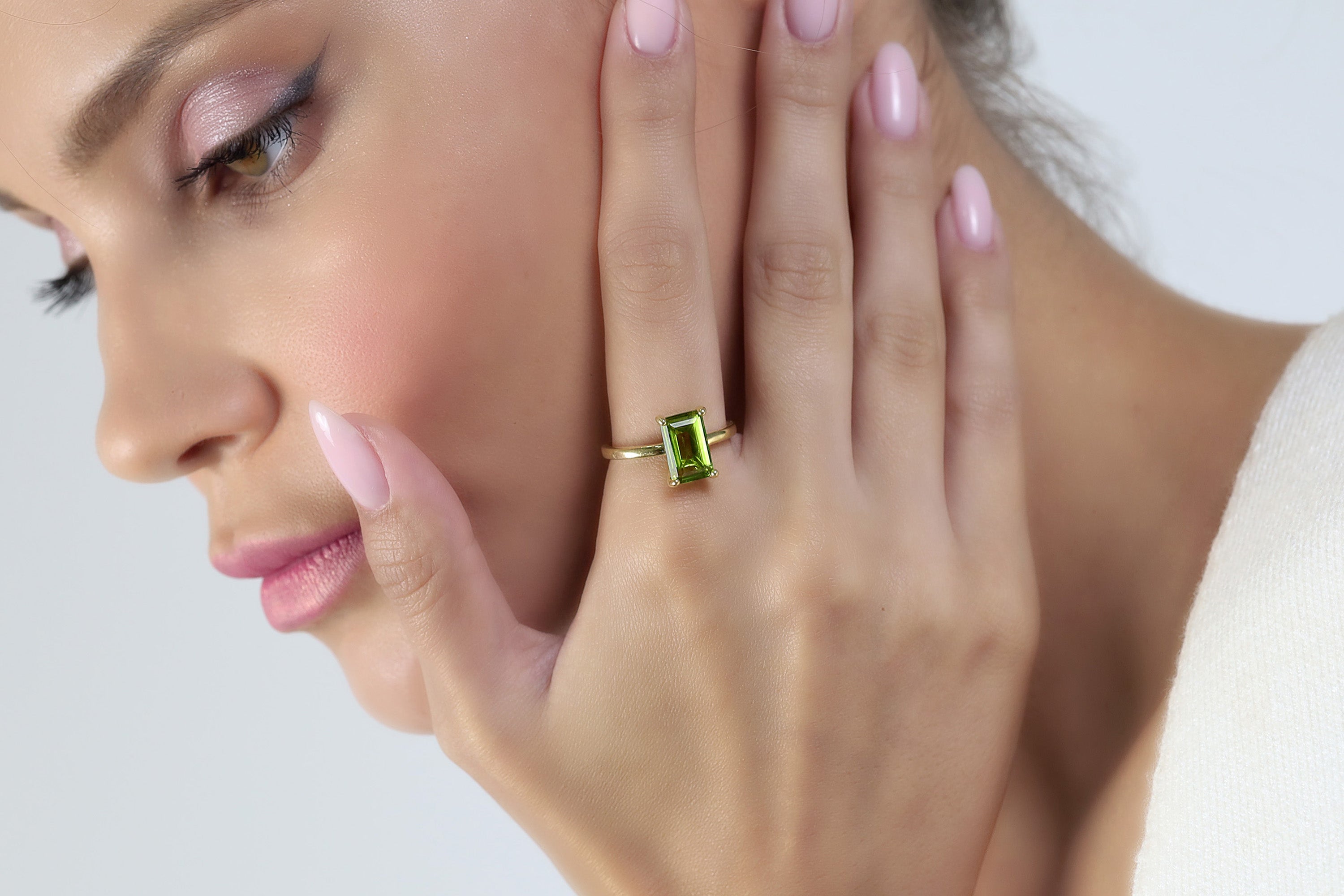 925 Sterling Silver Green Peridot Ring Rings Anemone Unique
