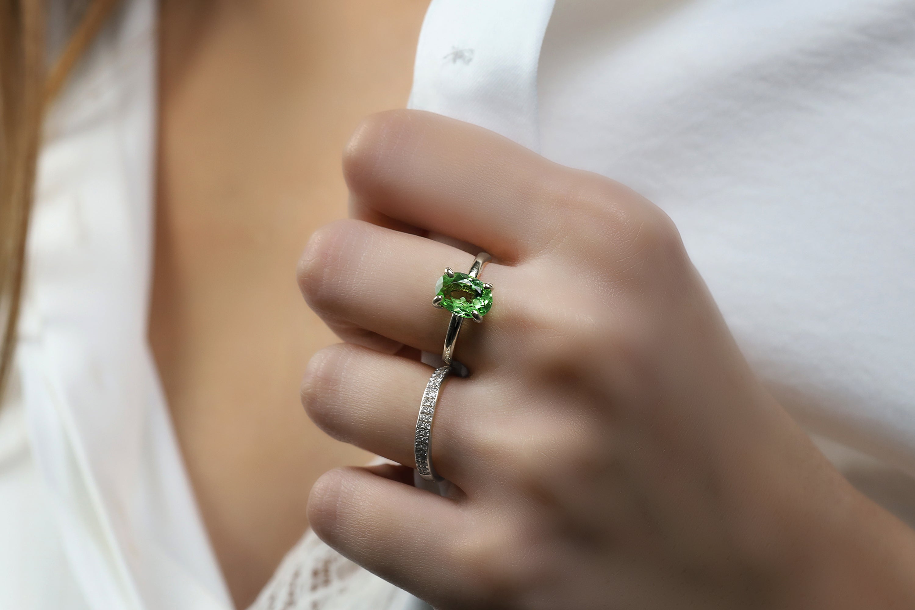 Green Tourmaline Rose Gold Finish Ring Rings Anemone Unique