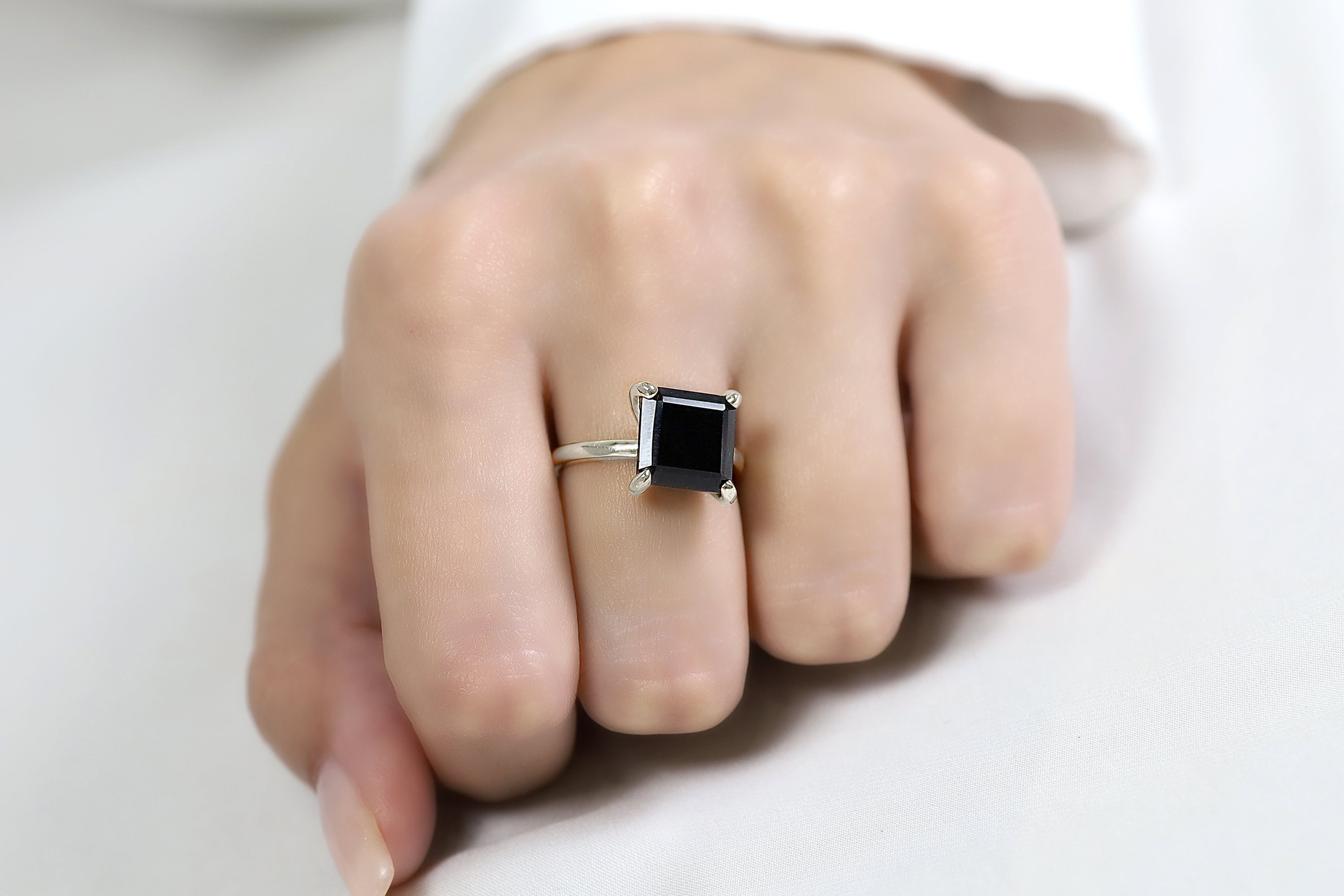 Black Onyx Ring in 14k Rose Gold Rings Anemone Unique