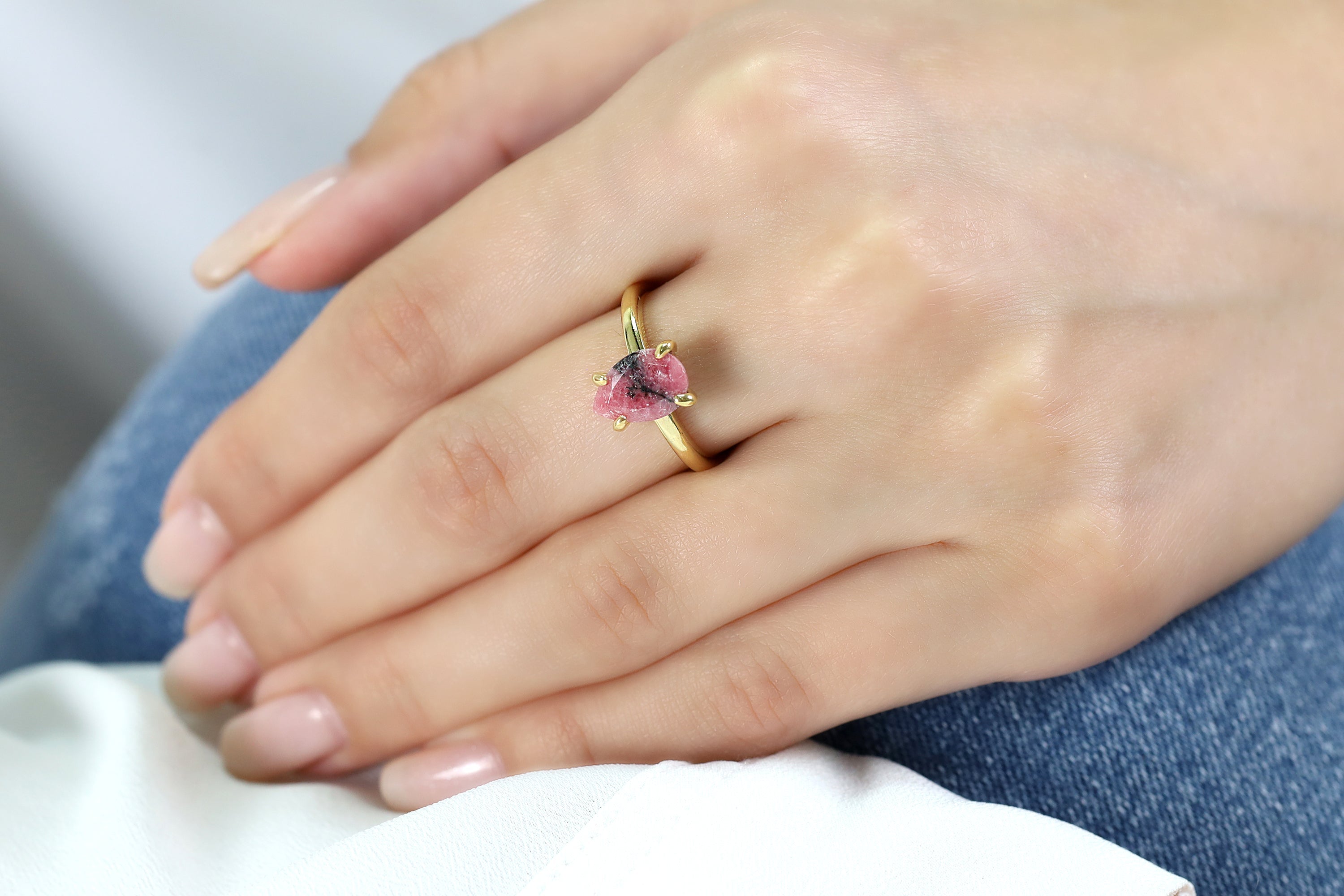 Pink Rhodonite Ring in Sterling Silver Rings Anemone Unique