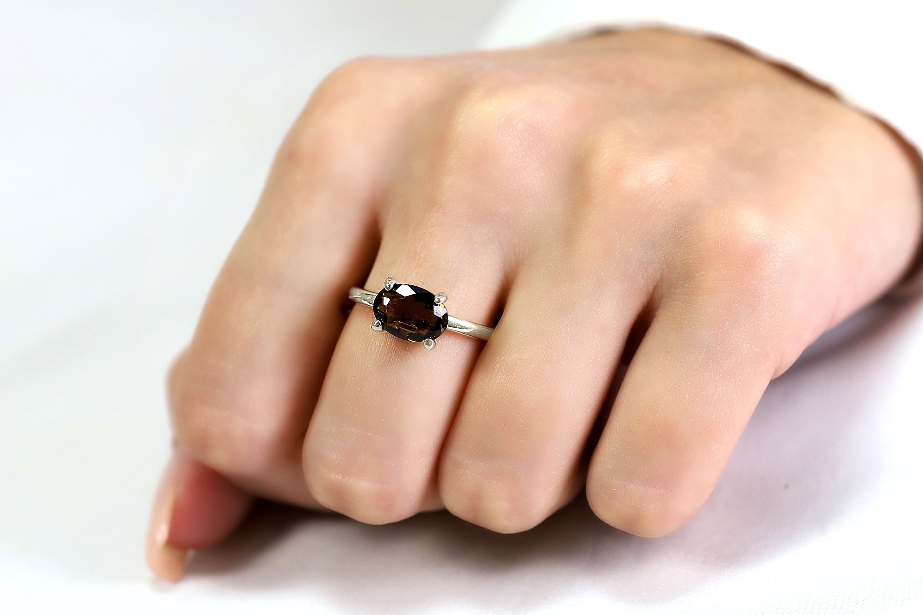 Oval Smoky Quartz 14k Gold-filled Ring Rings Anemone Unique