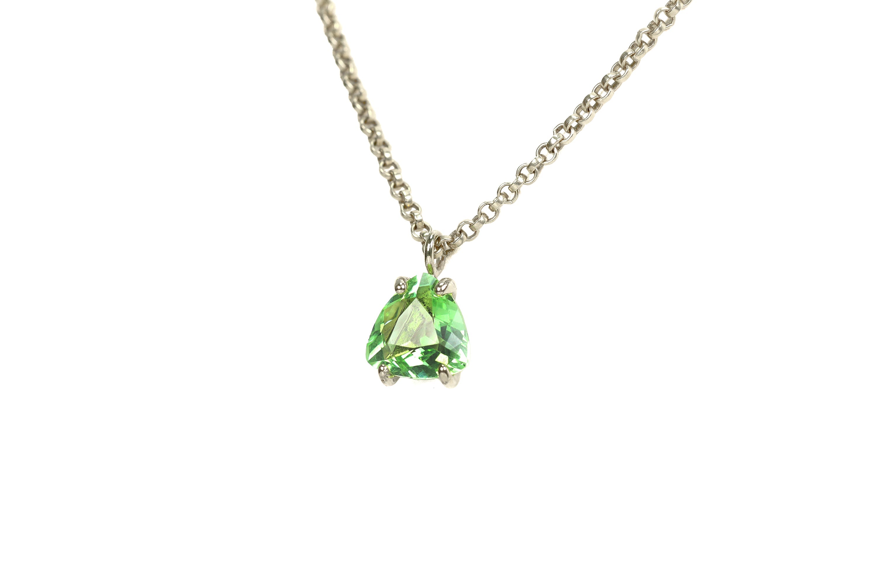 Green Tourmaline Trillion Cut Pendant Gold Necklace necklaces Anemone Unique