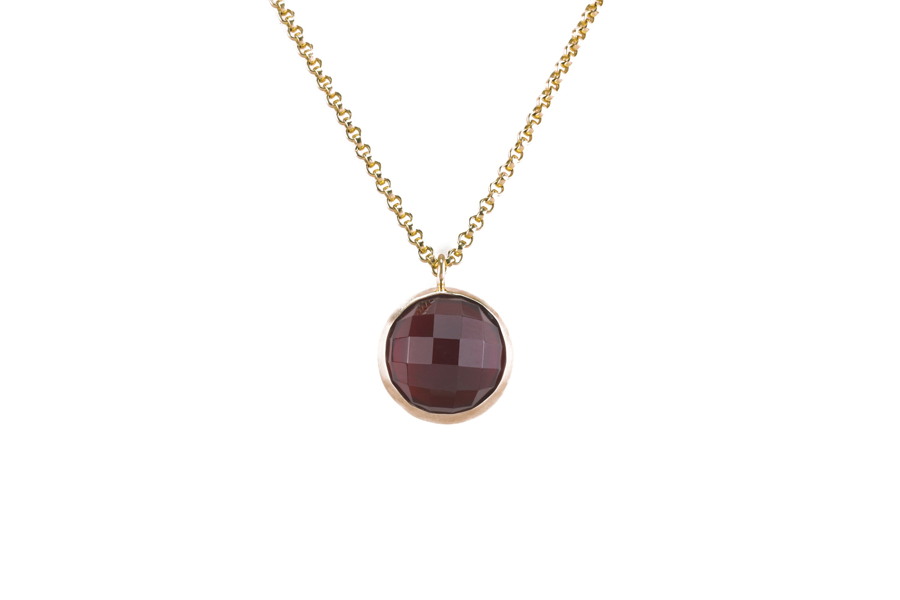 Garnet Bezel Pendant Gold Necklace necklaces Anemone Limited