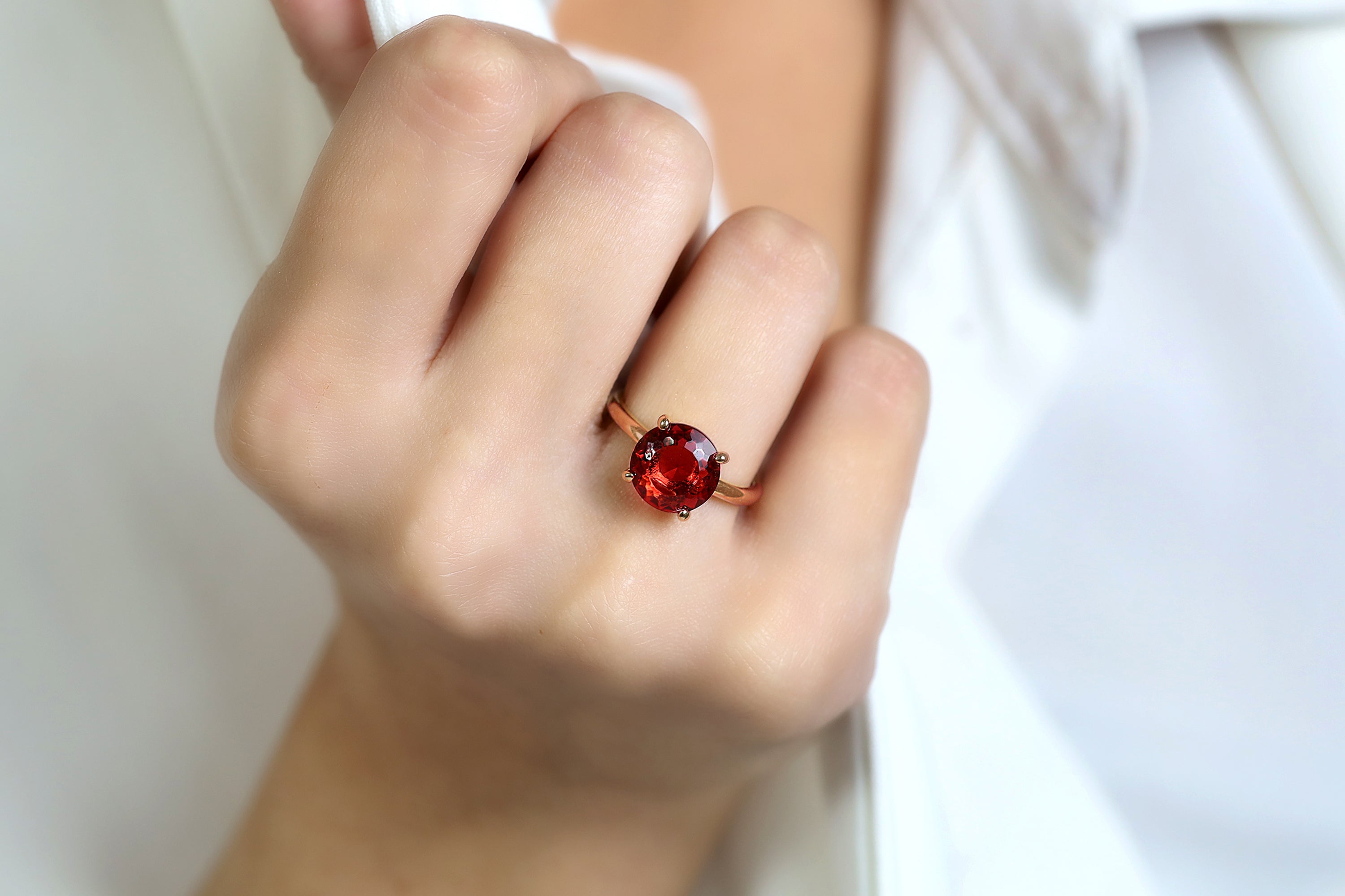 Pink Tourmaline Round Solitaire Ring Rings Anemone Unique