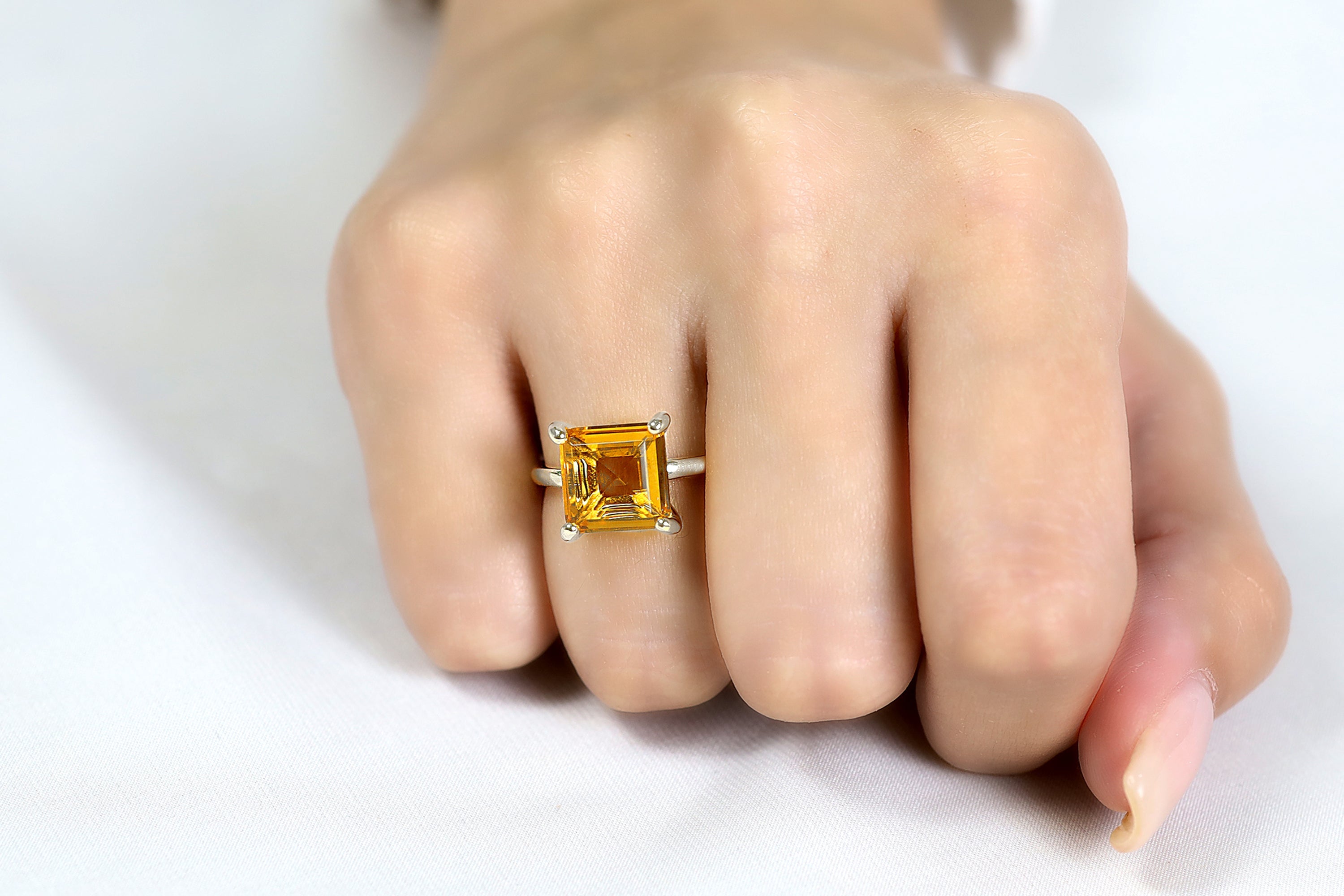 Yellow Citrine Ring in Rose Gold Rings Anemone Unique