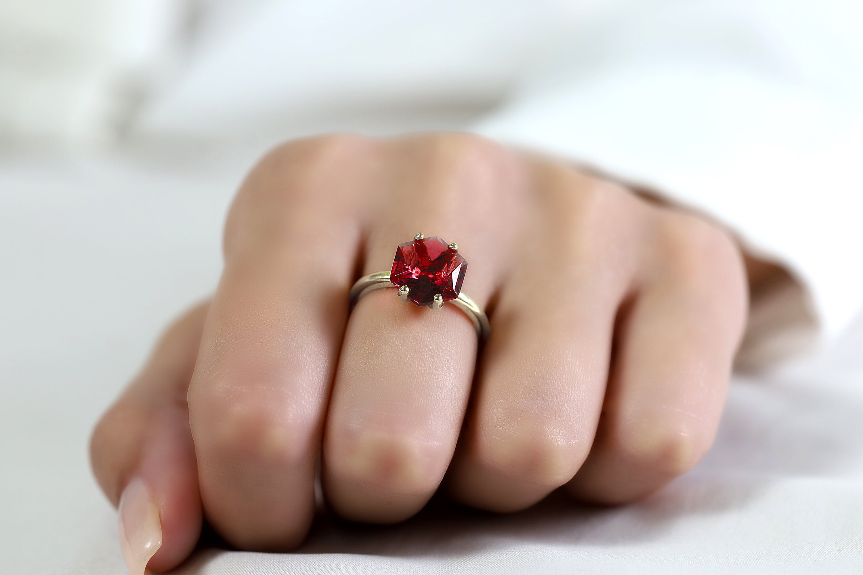 Hexagon Cut Pink Tourmaline Gold Ring Rings Anemone Unique