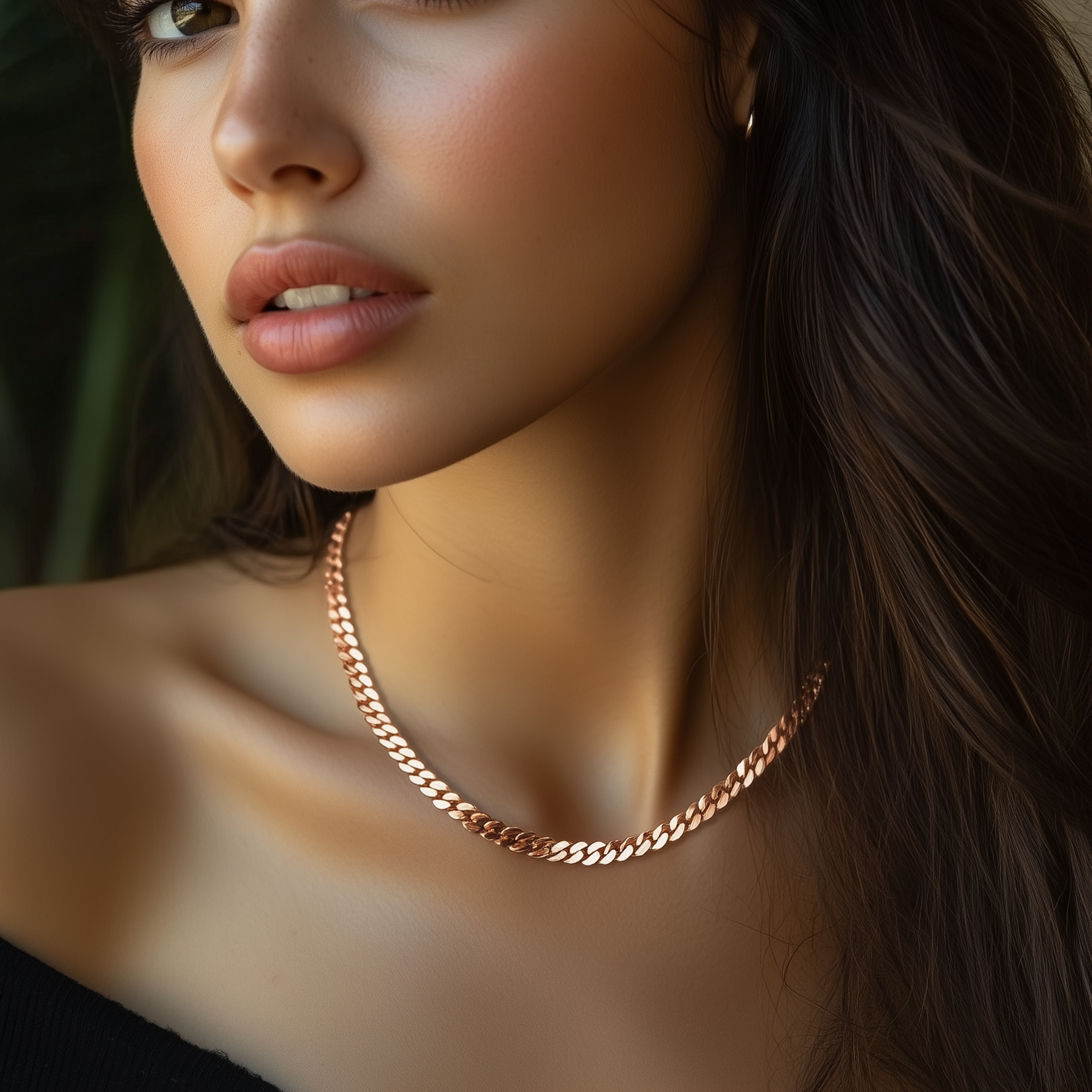 Rose Gold Cuban Link Chain Necklace necklaces Anemone Jewelry
