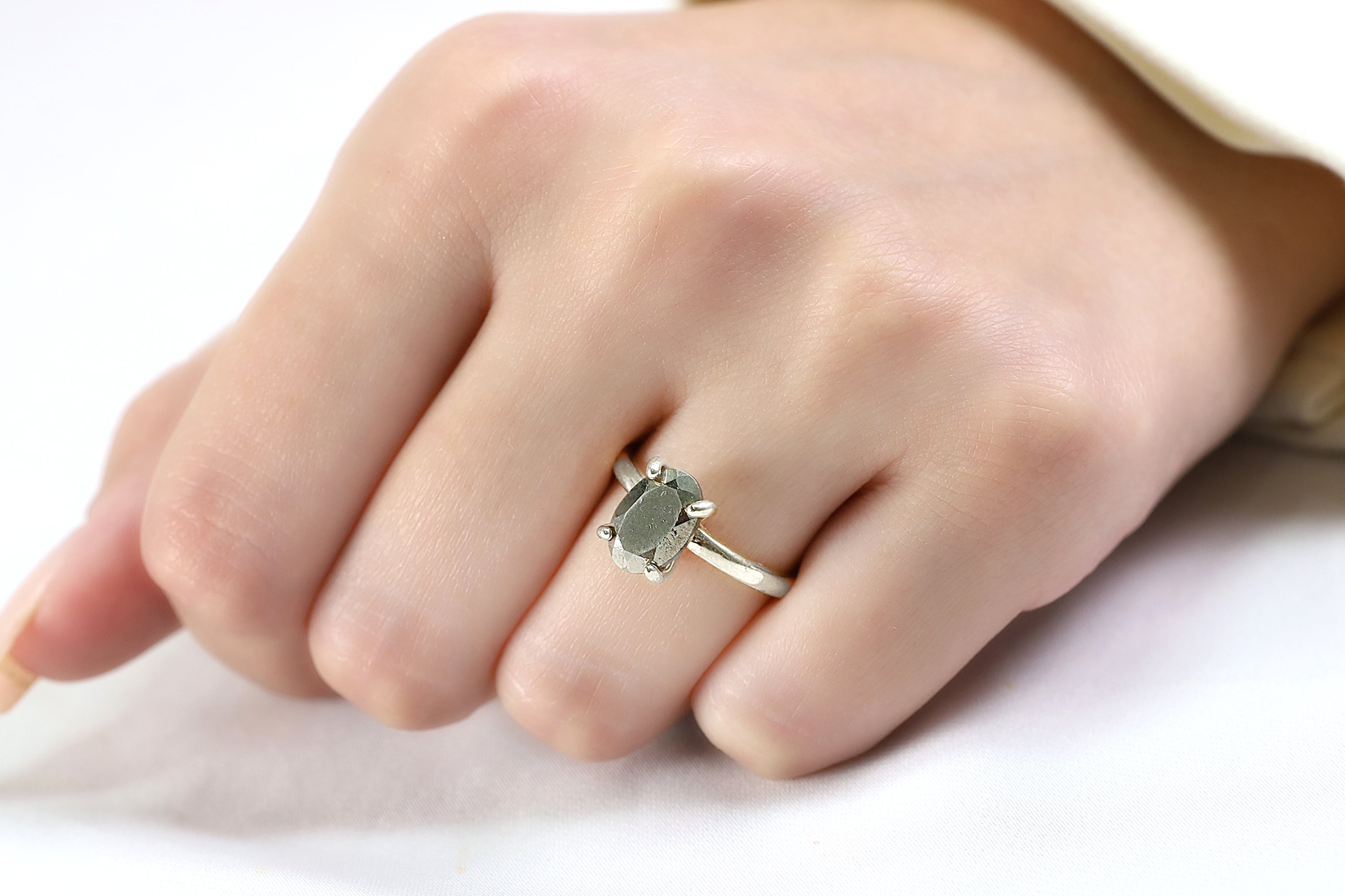 Delicate Pyrite Crystal Stone Ring in Gold Rings Anemone Unique