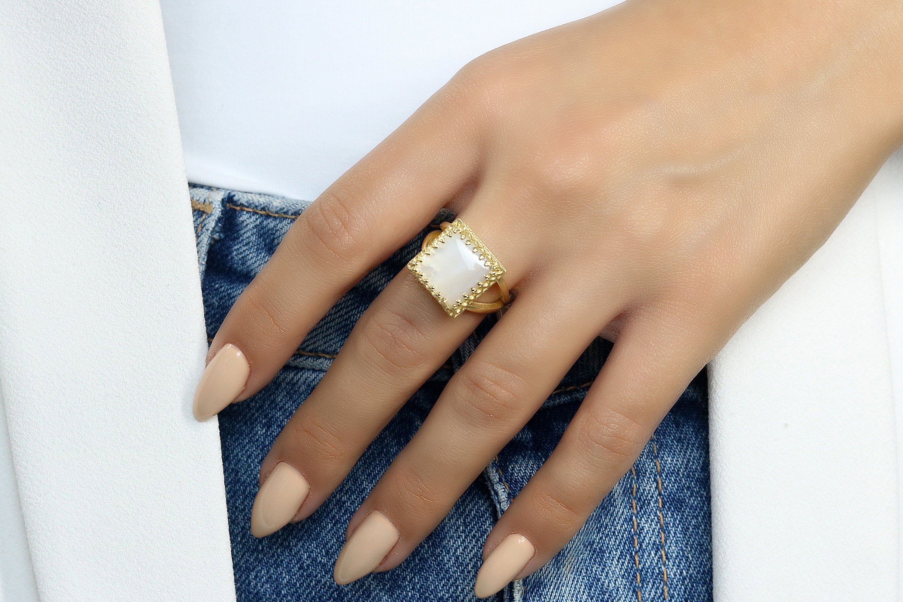 14k Gold Filled Handmade Pearl Jewelry Rings Anemone Jewelry