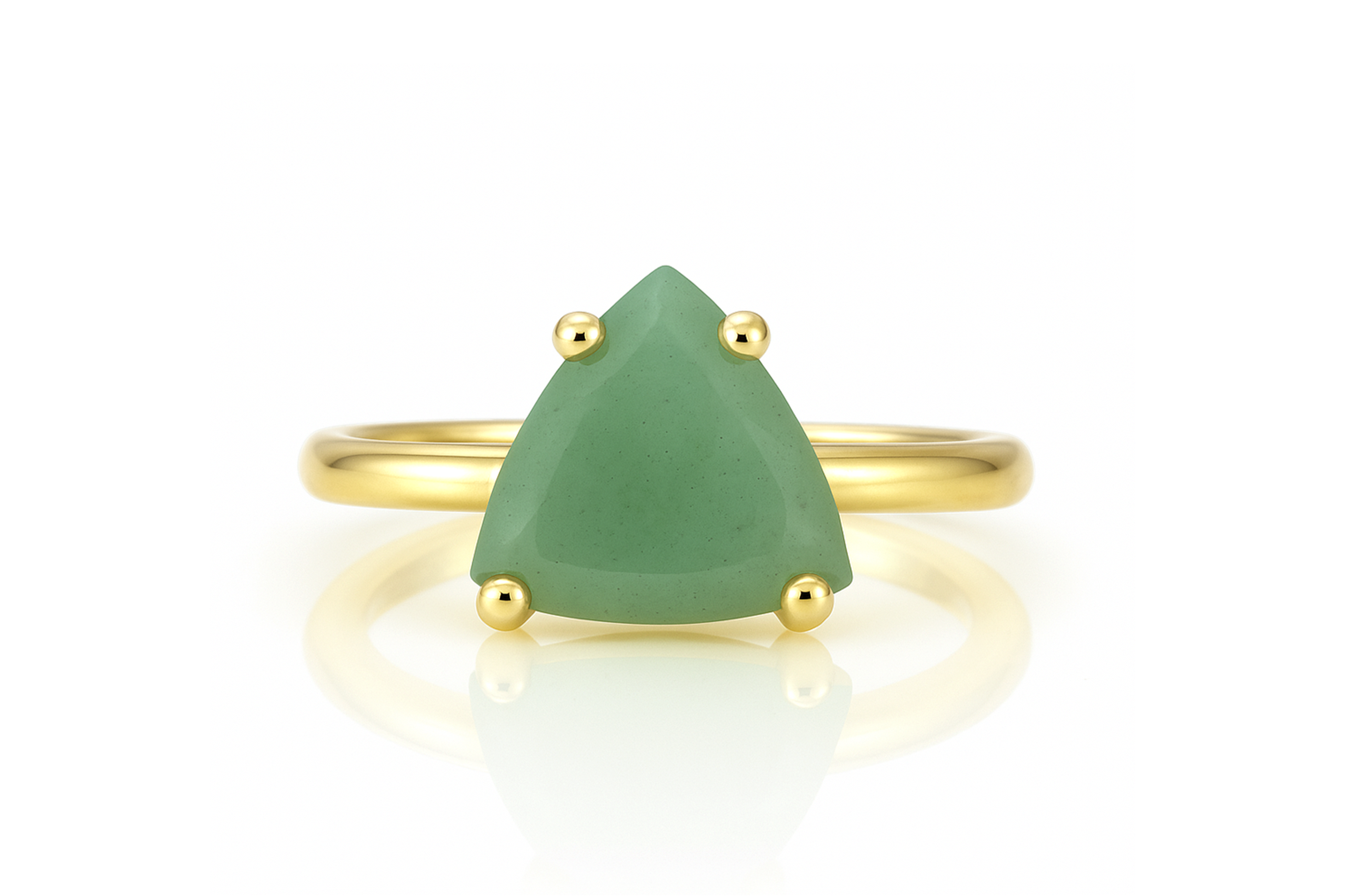 a gold ring with a green stone on it
