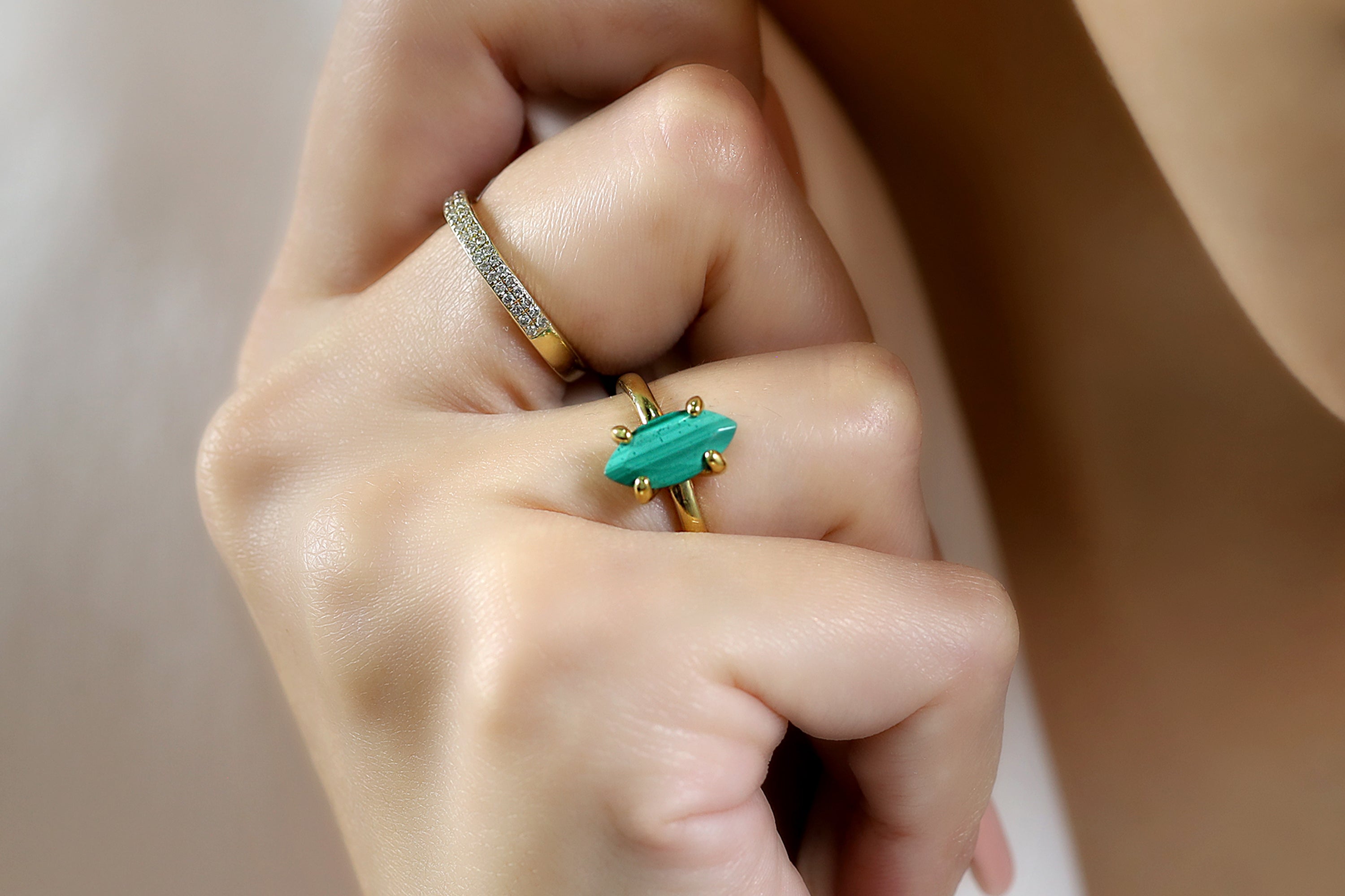 Malachite Ring in 925 Sterling Silver Rings Anemone Unique