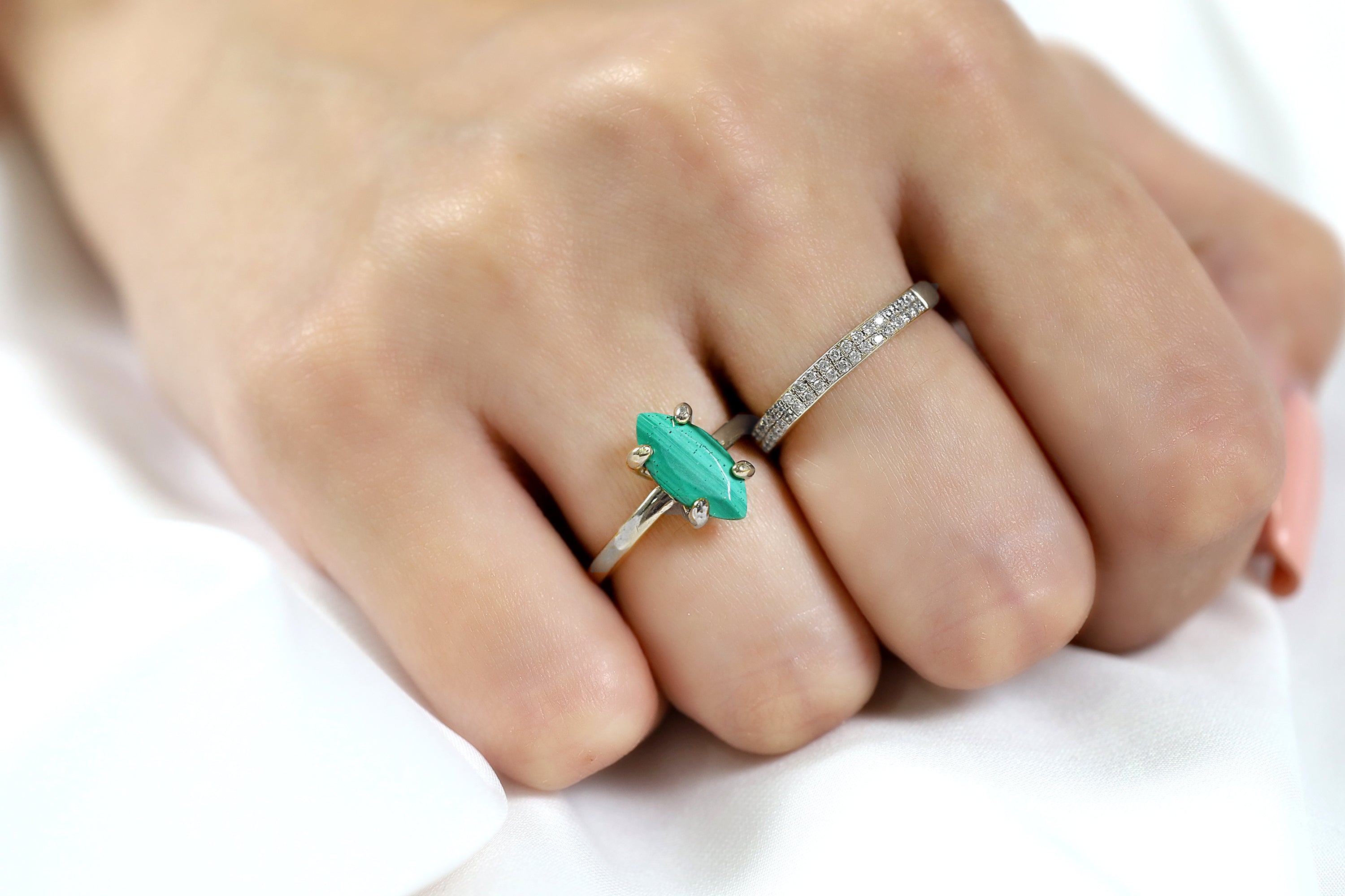 Malachite Ring in 925 Sterling Silver Rings Anemone Unique