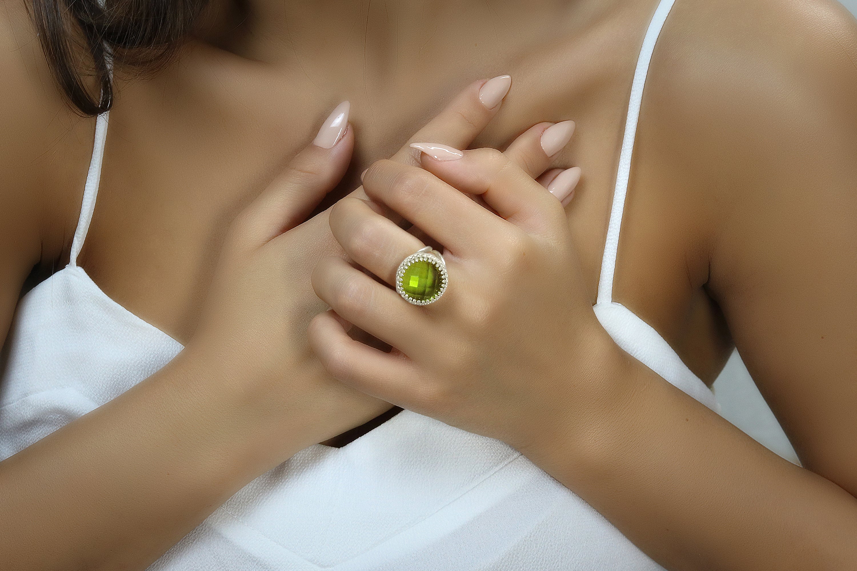 Radiant Peridot Sterling Silver Ring Rings Anemone Jewelry