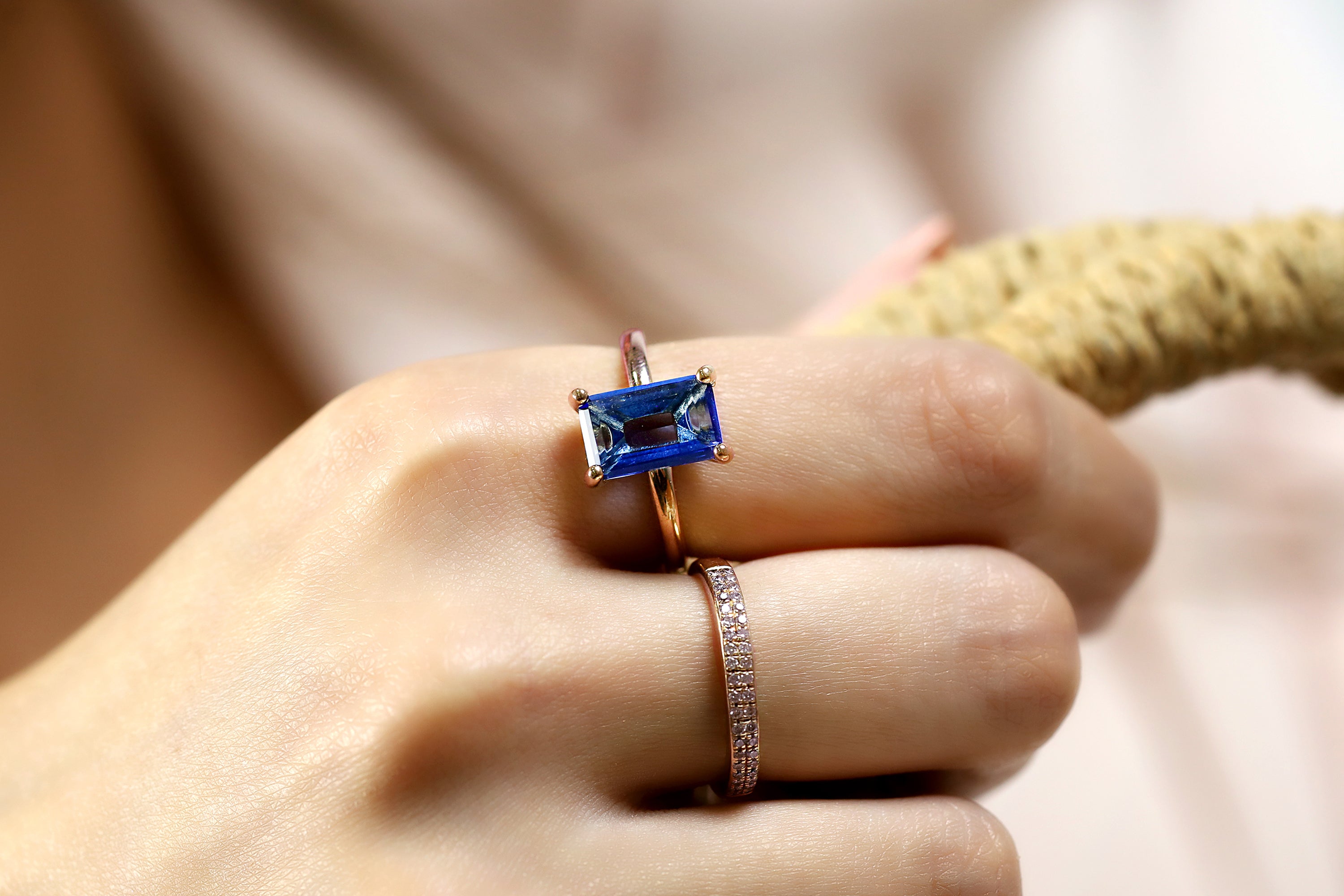Princess Cut Blue Sapphire Gold Filled Ring Rings Anemone Unique