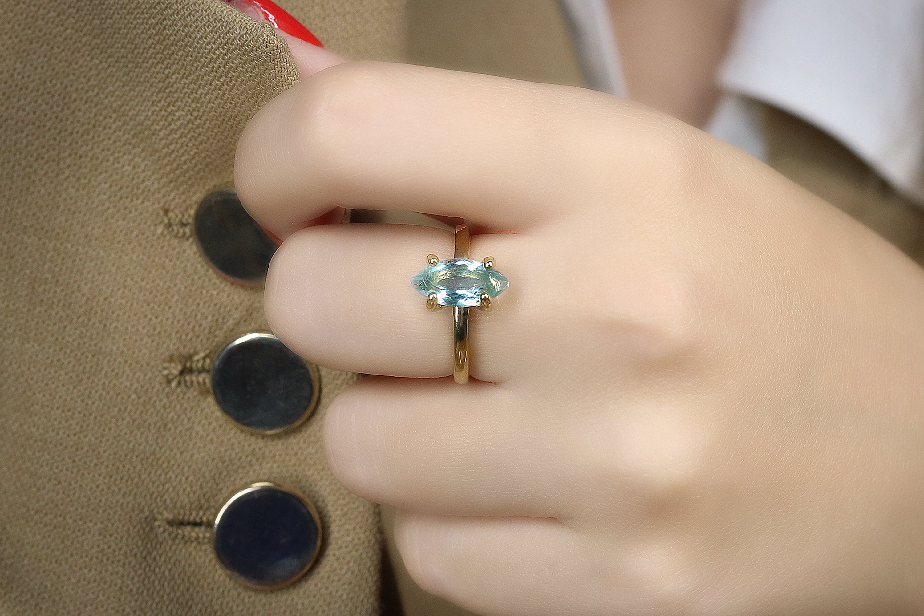 Elegant Topaz 925 Sterling Silver Ring Rings Anemone Unique