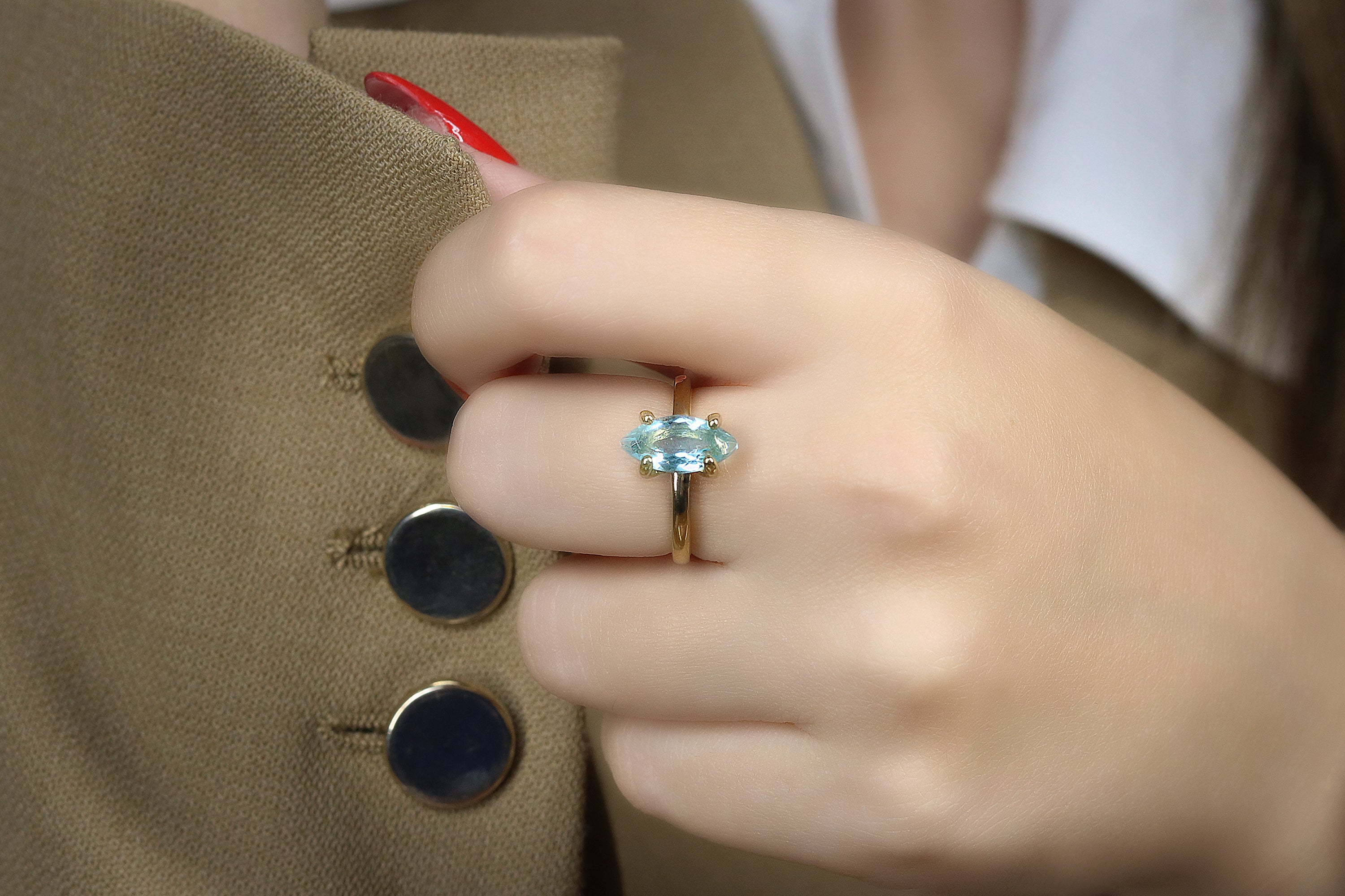 Unique Blue Topaz in 14K Rose Gold Ring Rings Anemone Unique