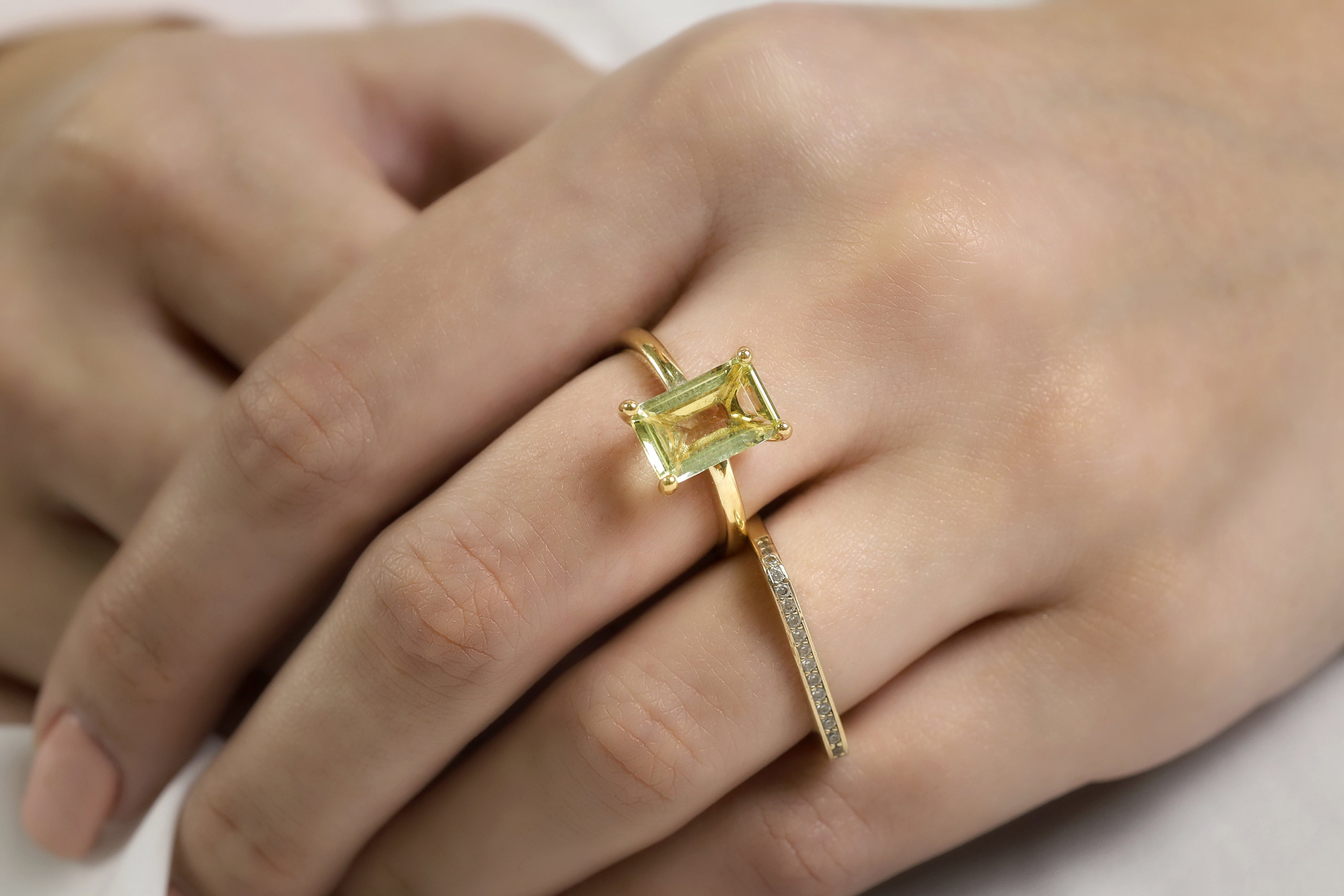 Faceted Lemon Quartz Ring in 14K Gold Rings Anemone Unique