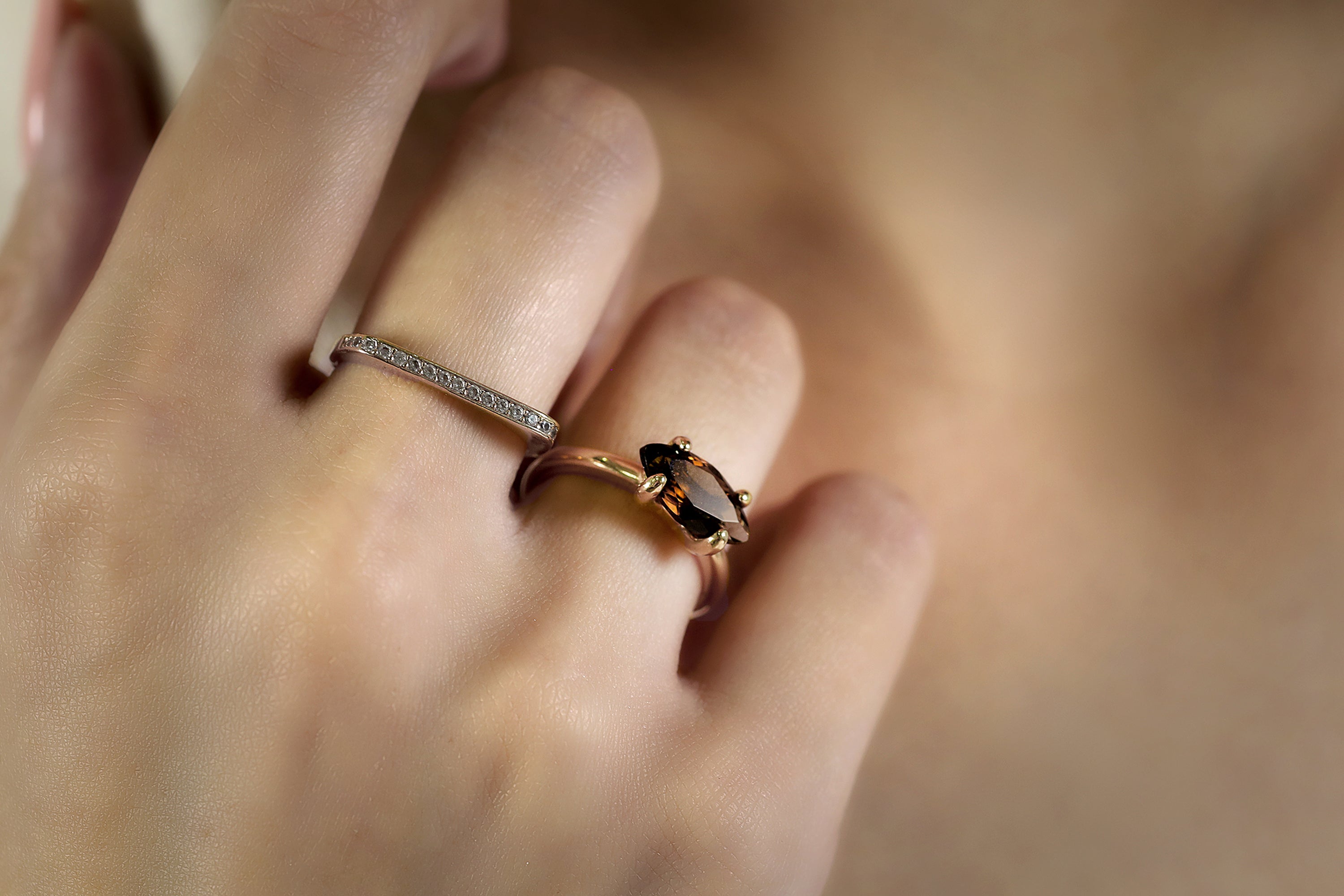 Simple Smoky Quartz Gold Filled Ring Rings Anemone Unique