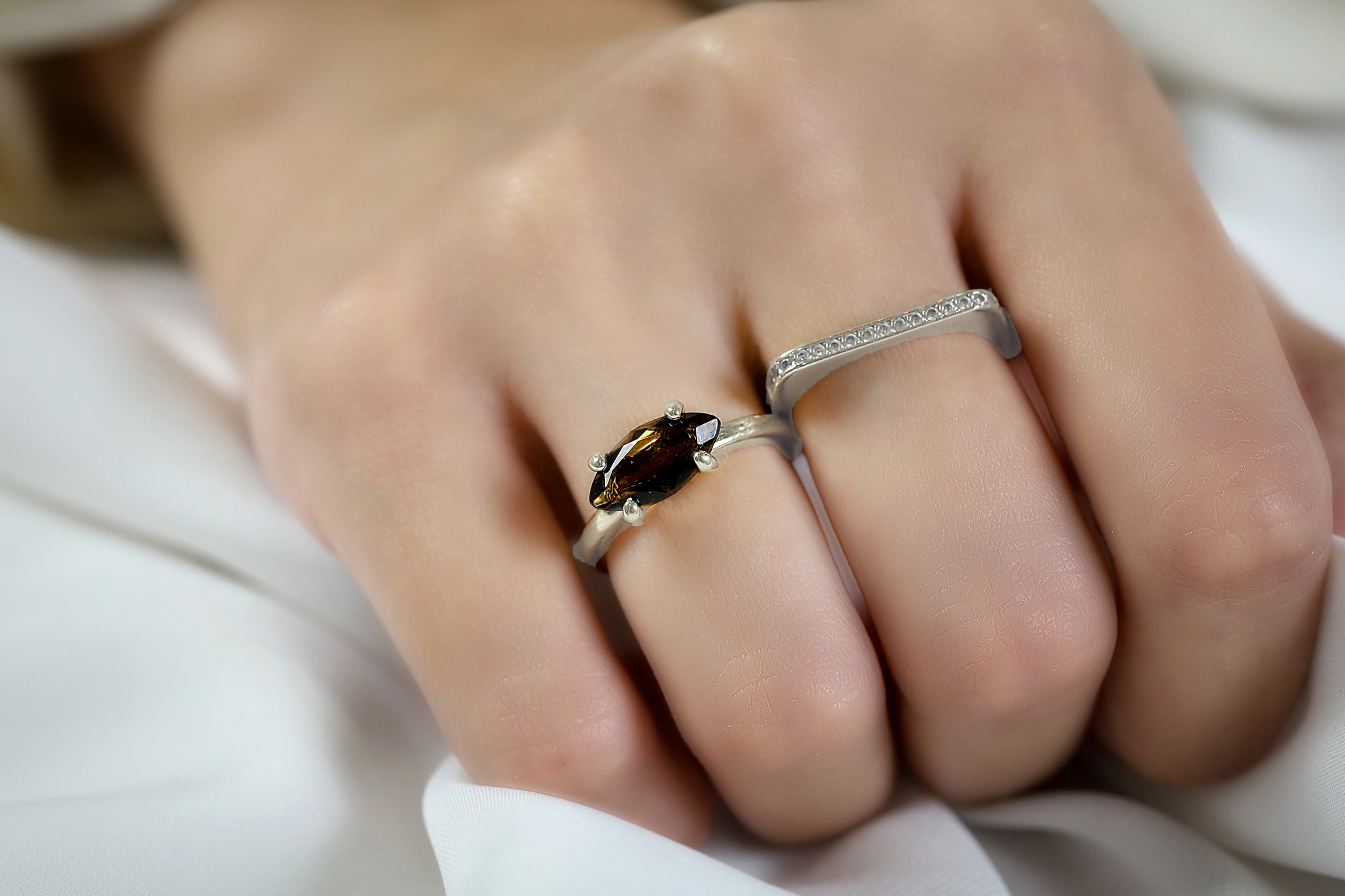 Simple Smoky Quartz Gold Filled Ring Rings Anemone Unique