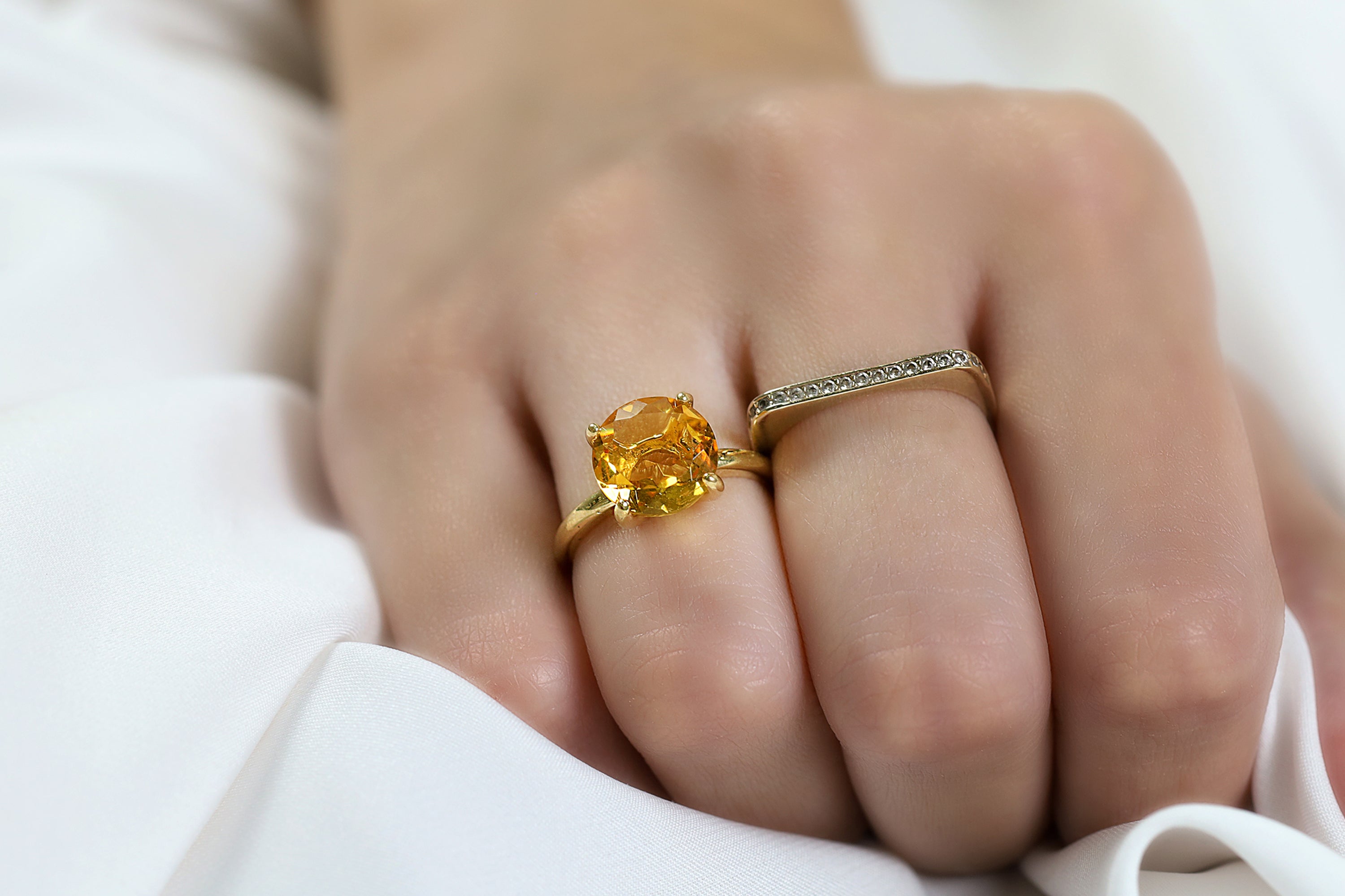 Elegant Citrine 14k Gold Ring Rings Anemone Unique